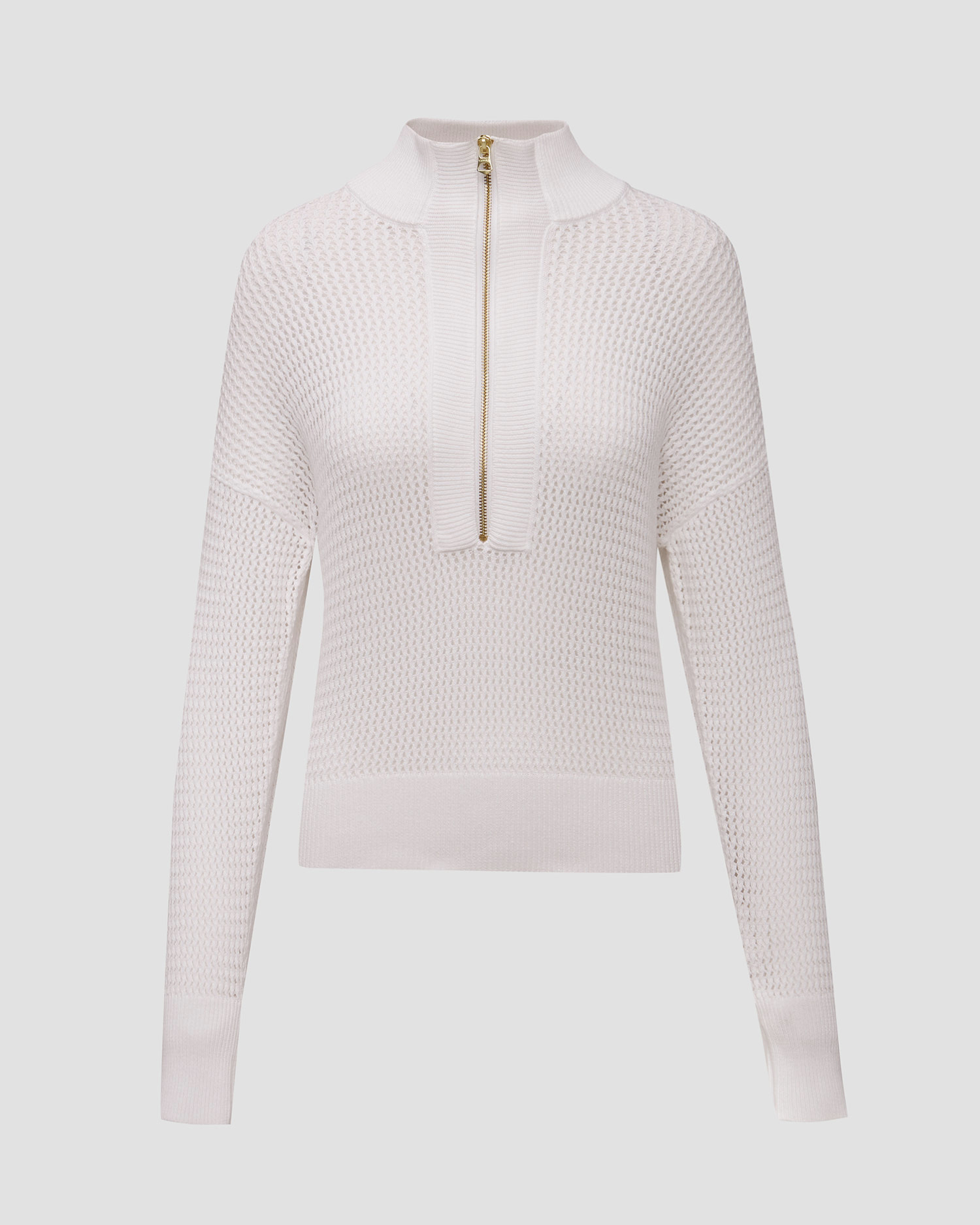 Women's white knit sweatshirt Varley Aurora Half Zip Knit