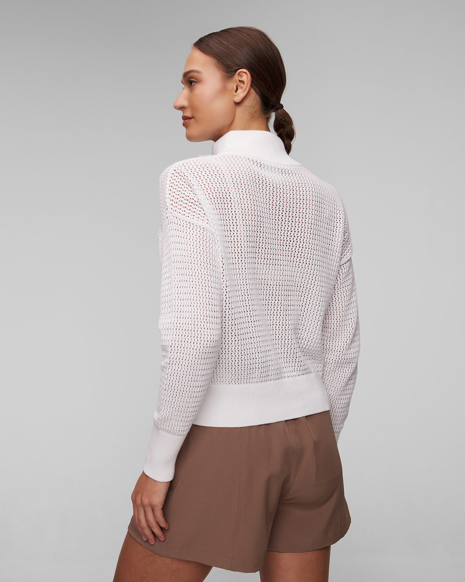 Women's white knit sweatshirt Varley Aurora Half Zip Knit