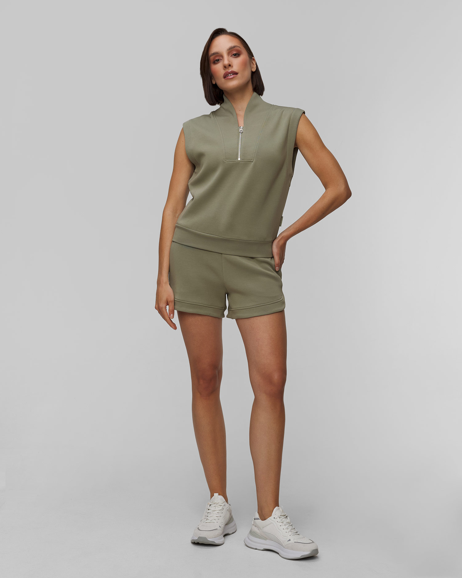 Women's green viscose sweatshirt Varley Loretta Half Zip