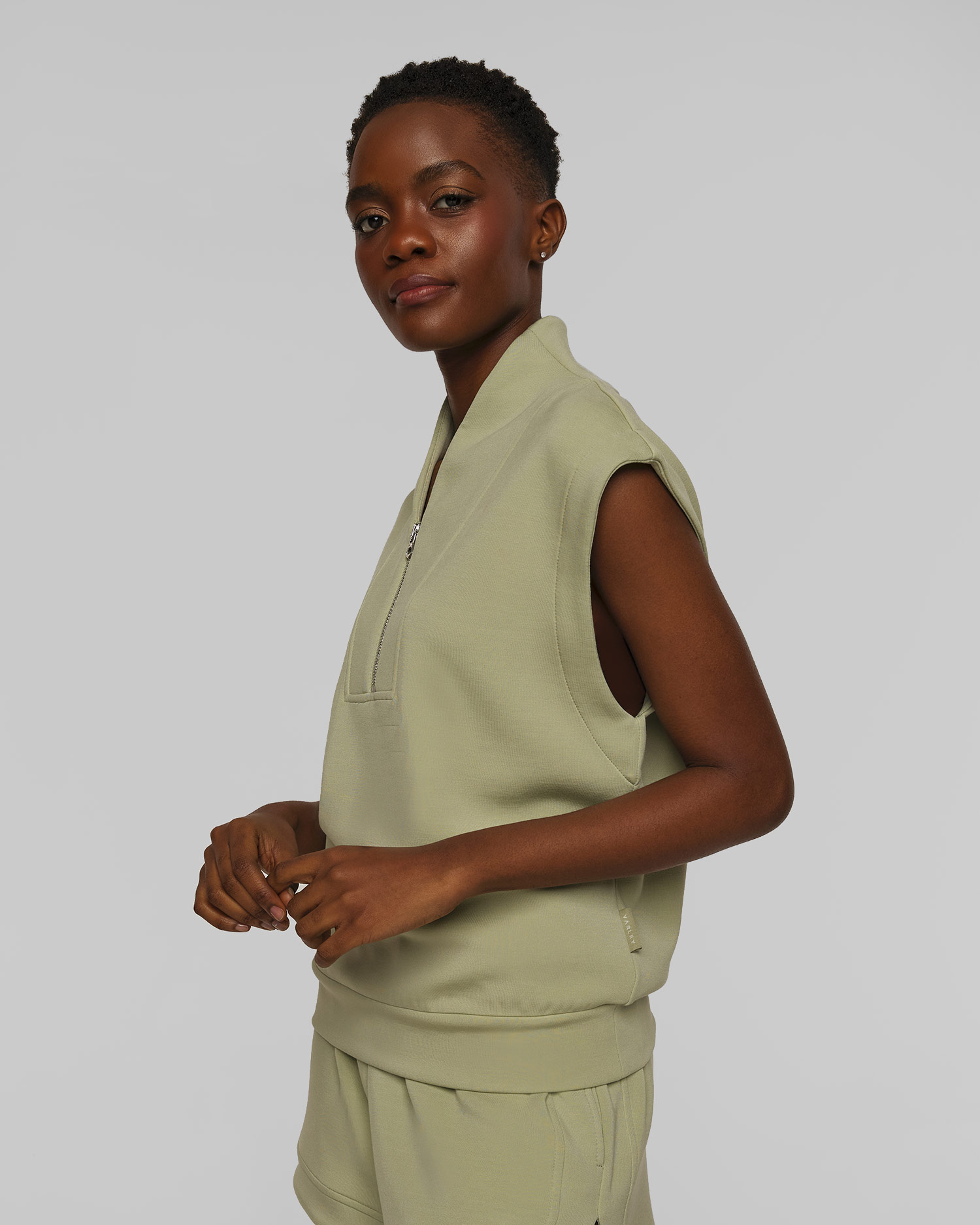 Sweat-shirt vert pour femmes Varley Loretta Half Zip 