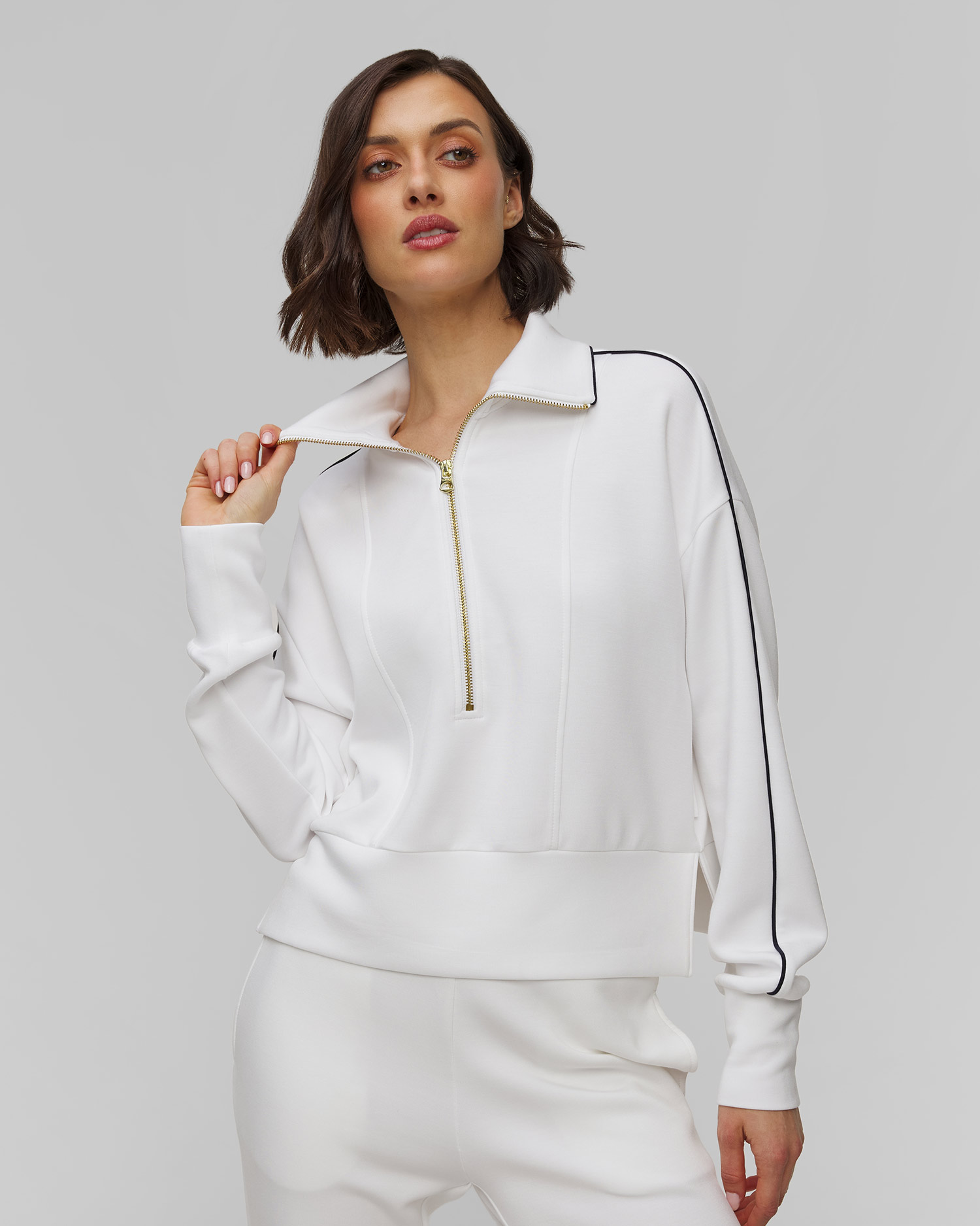 Women's white sweatshirt Varley Davenport Half Zip