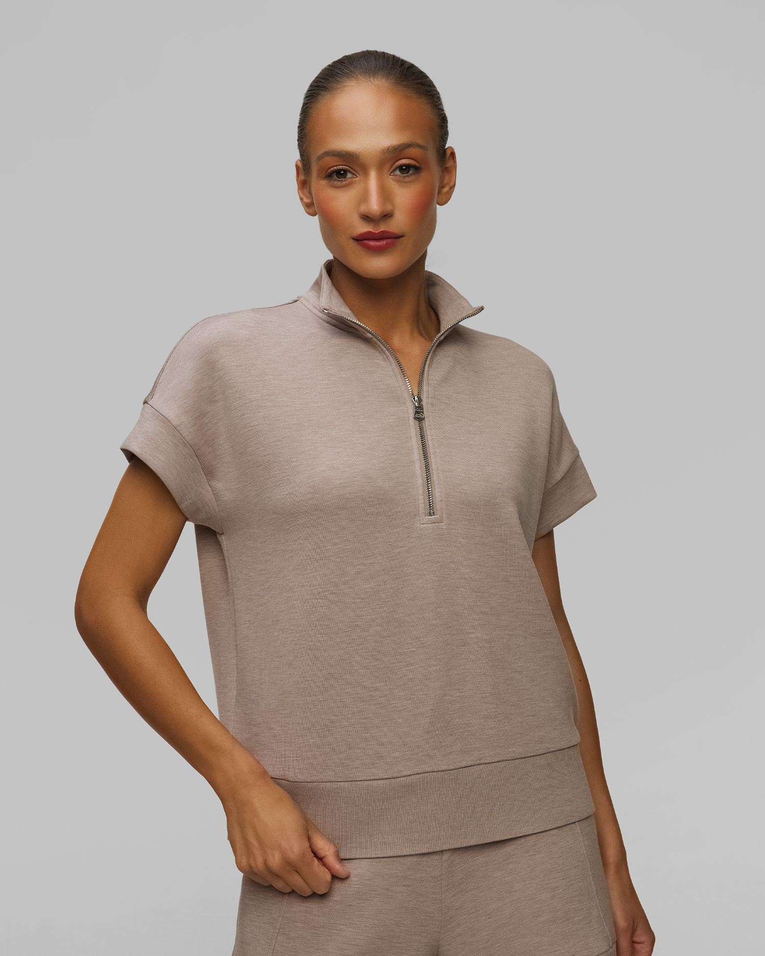 Bluză maro pentru femei Varley Ritchie Short Sleeve Sweat