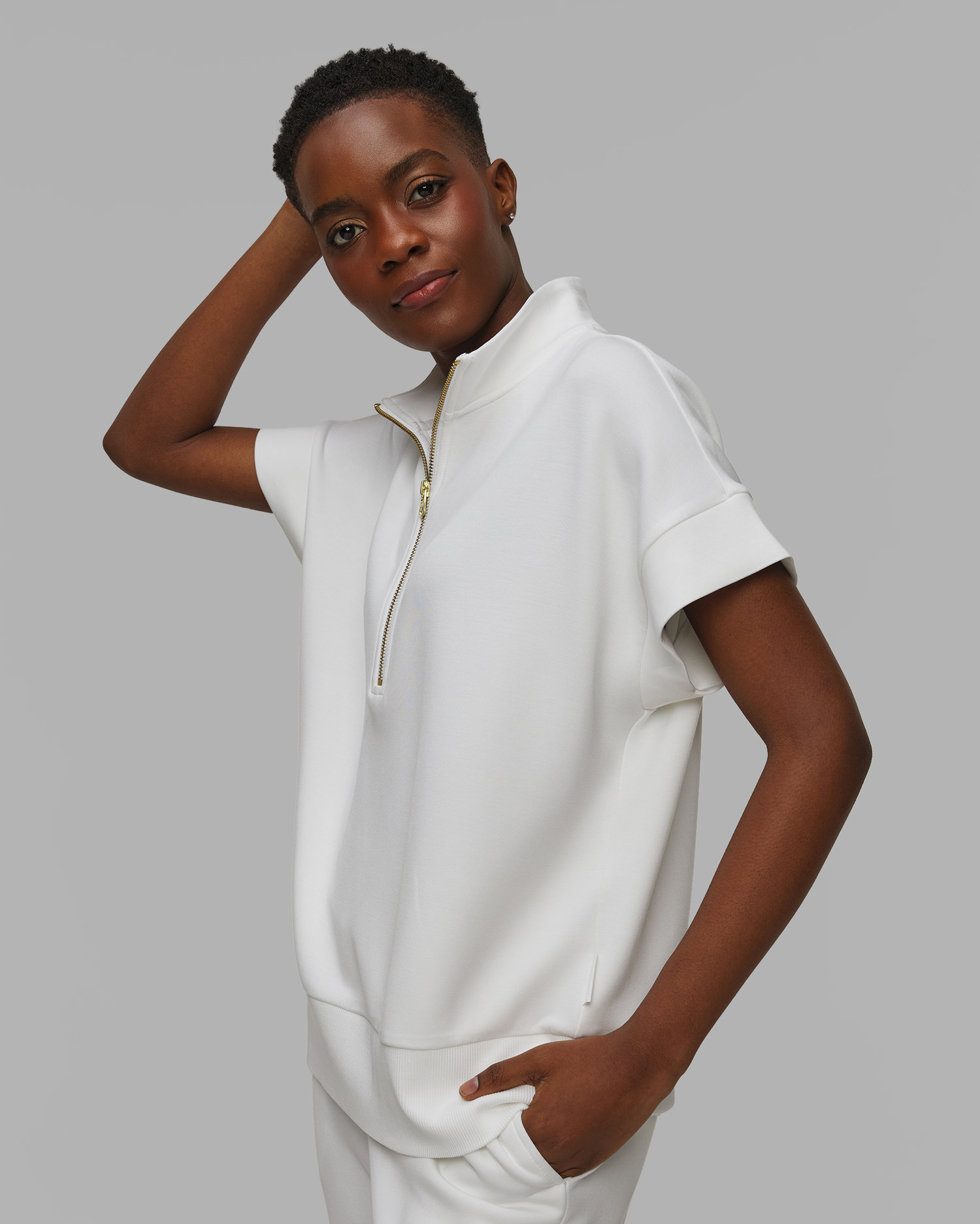 Biała bluza damska Varley Ritchie Short Sleeve Sweat