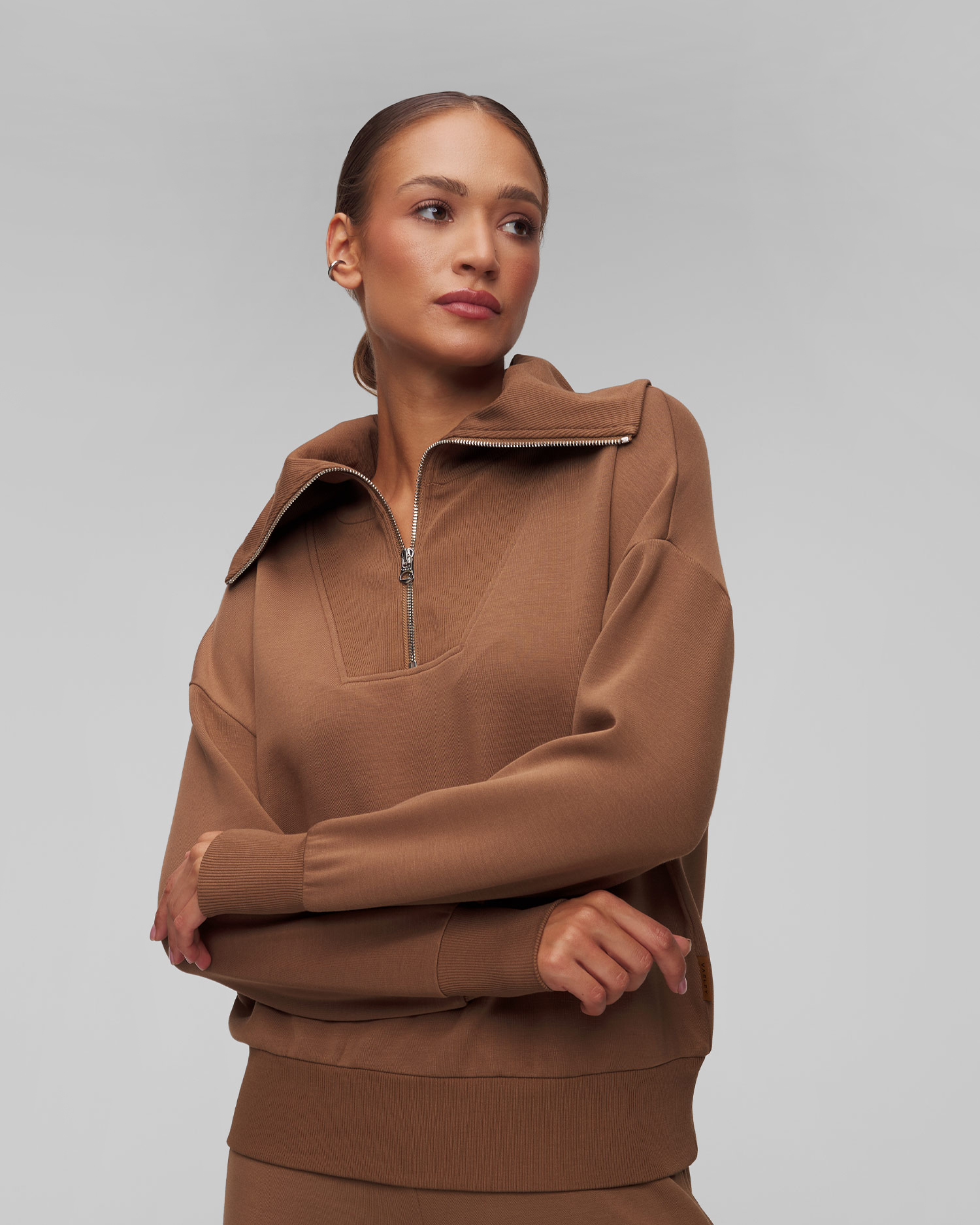 Varley Catherine Half Zip Sweat Damen-Sweatshirt in Braun