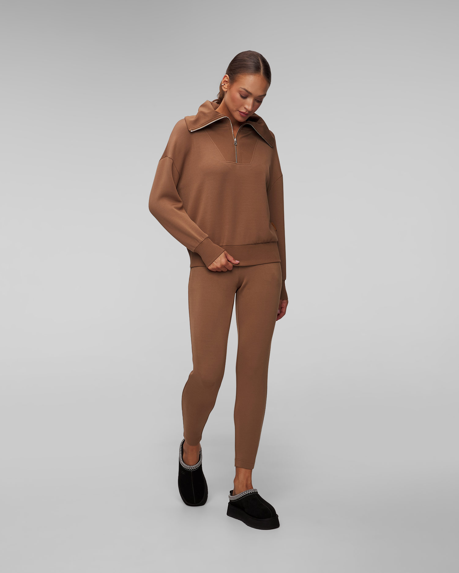 Brązowa bluza damska Varley Catherine Half Zip Sweat