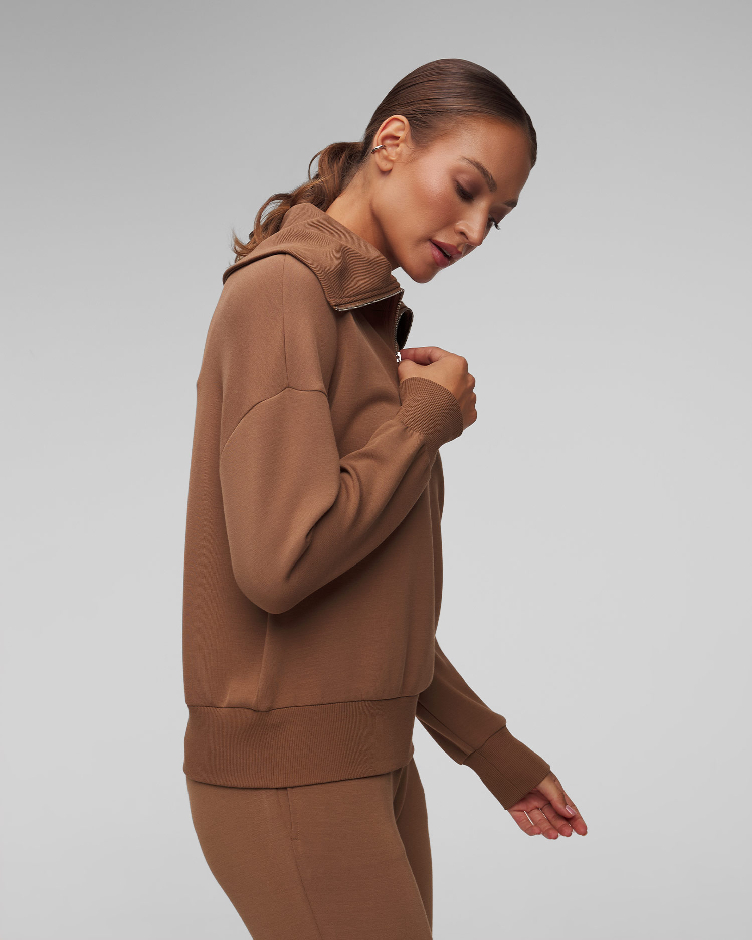 Dámska hnedá mikina Varley Catherine Half Zip Sweat