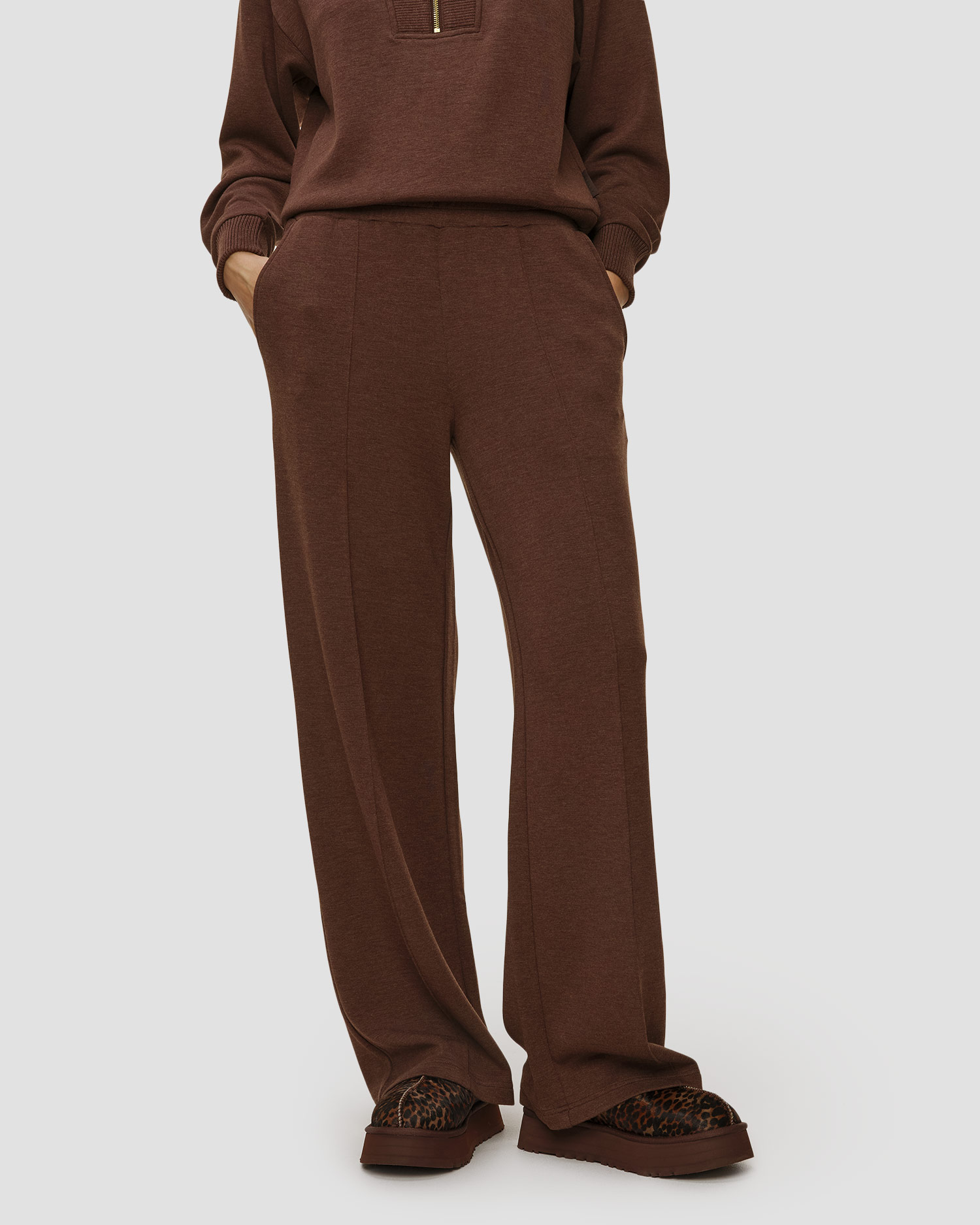 Pantaloni de trening maro pentru femei Varley The Wide Leg Pant 30