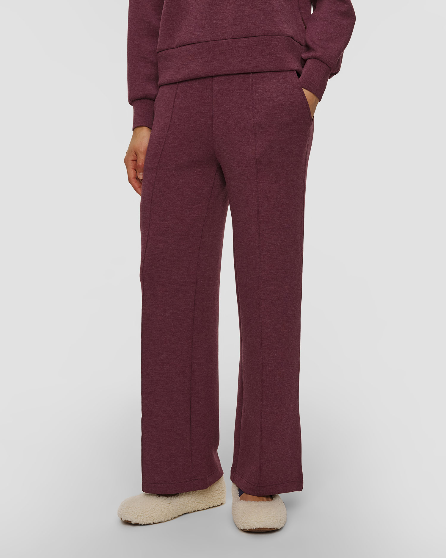 Women's burgundy sweatpants Varley The Wide Leg Pant 30, Color/Pattern: Czerwony,Fioletowy
