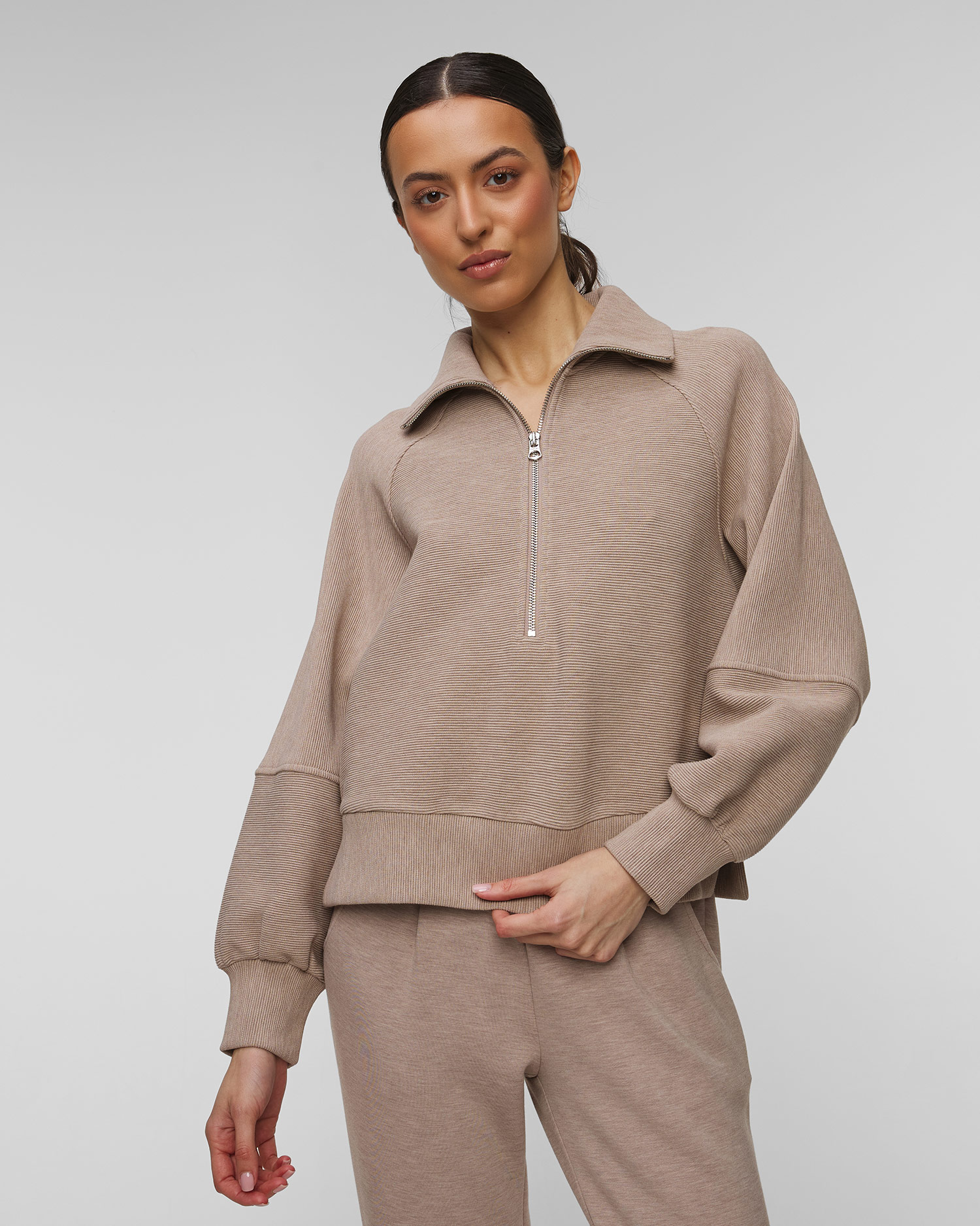 Women's brown sweatshirt Varley Milano Half Zip Sweat