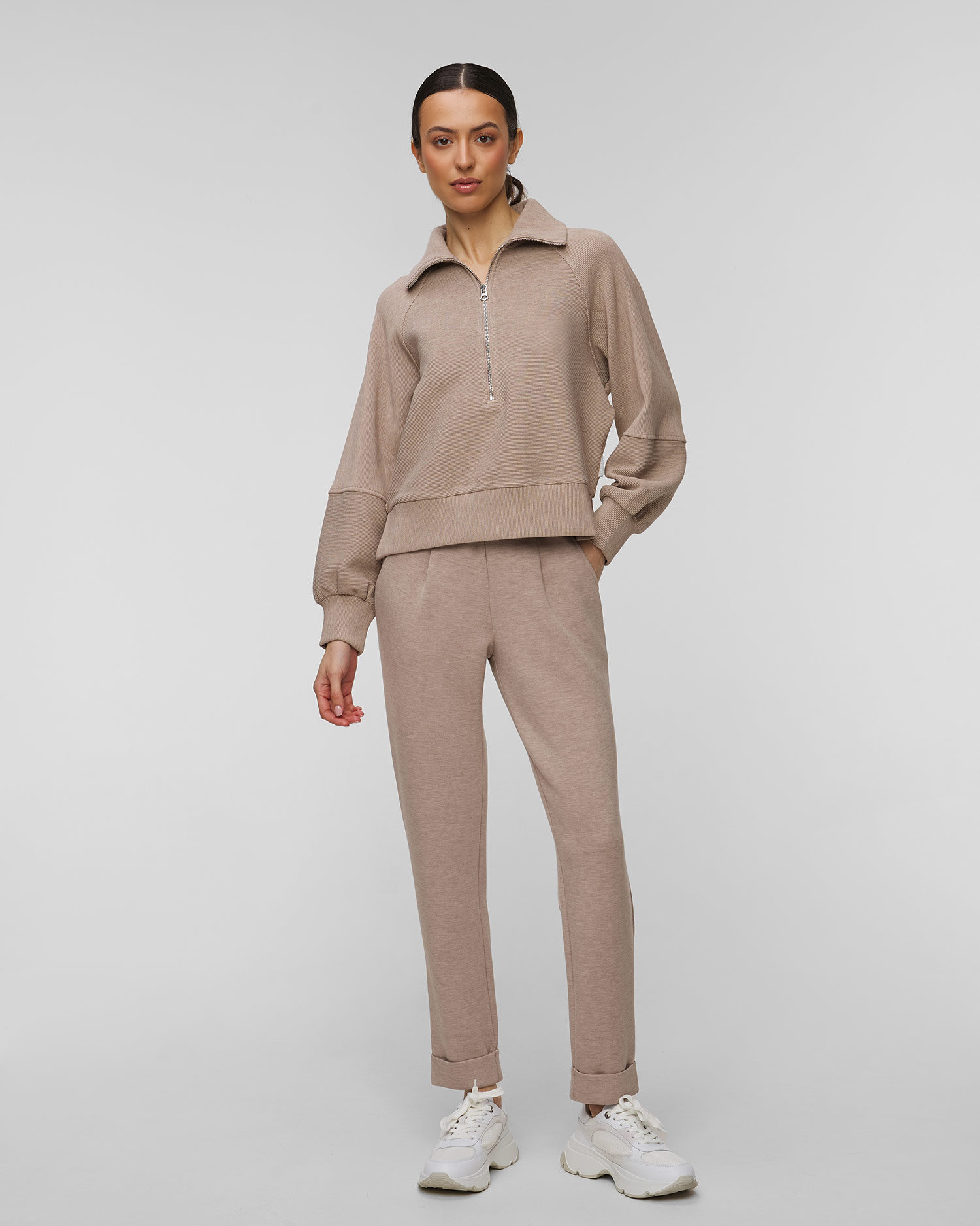 Women's brown sweatshirt Varley Milano Half Zip Sweat