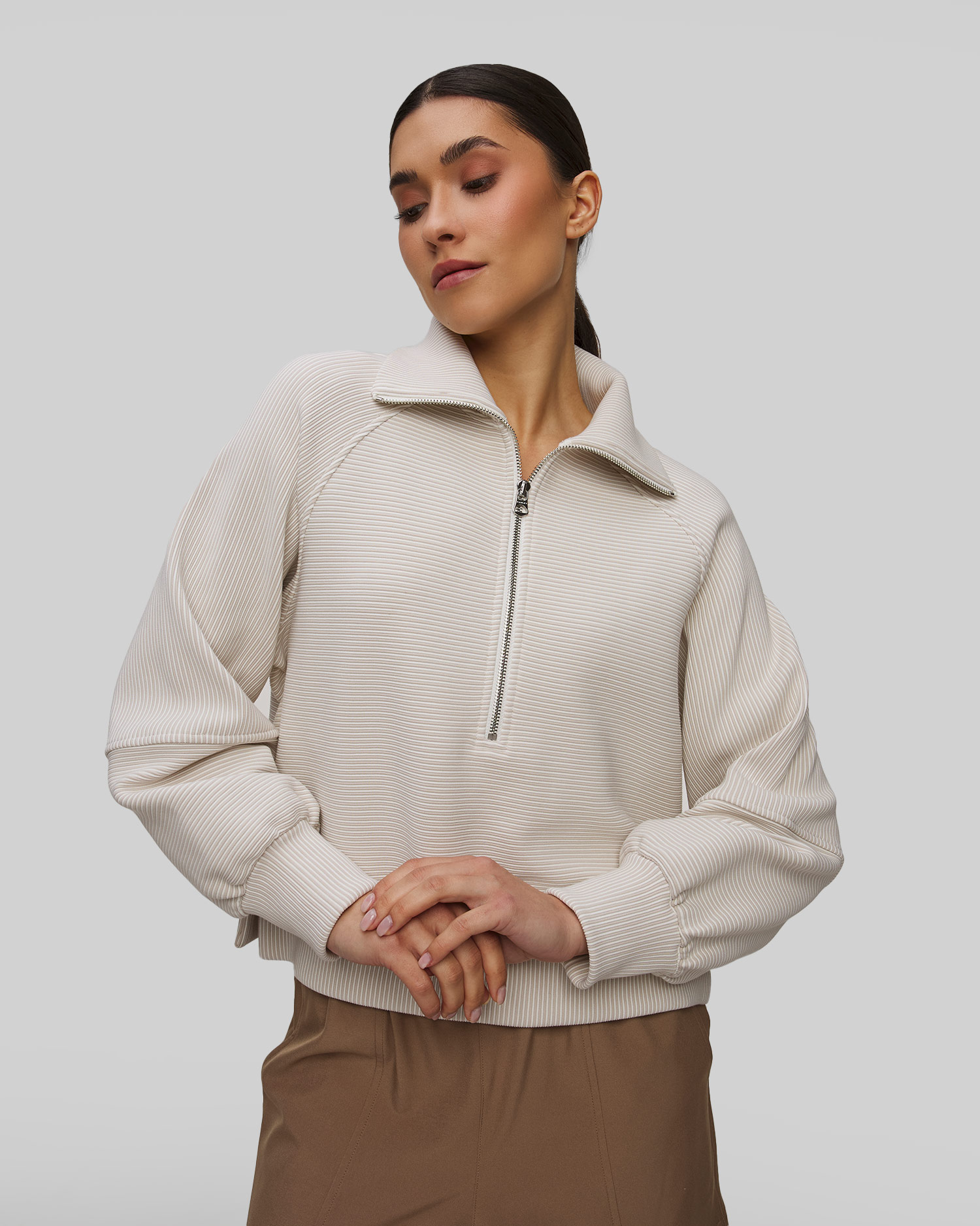 Dámska krémová mikina Varley Milano Half Zip Sweat 2.0