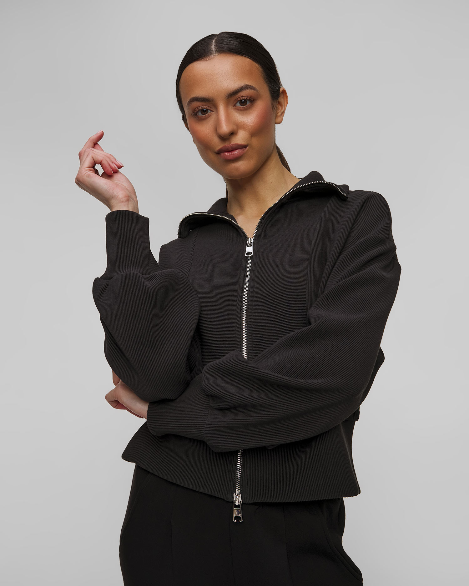 Women's black sweatshirt Varley Gibbs Zip Through Sweat