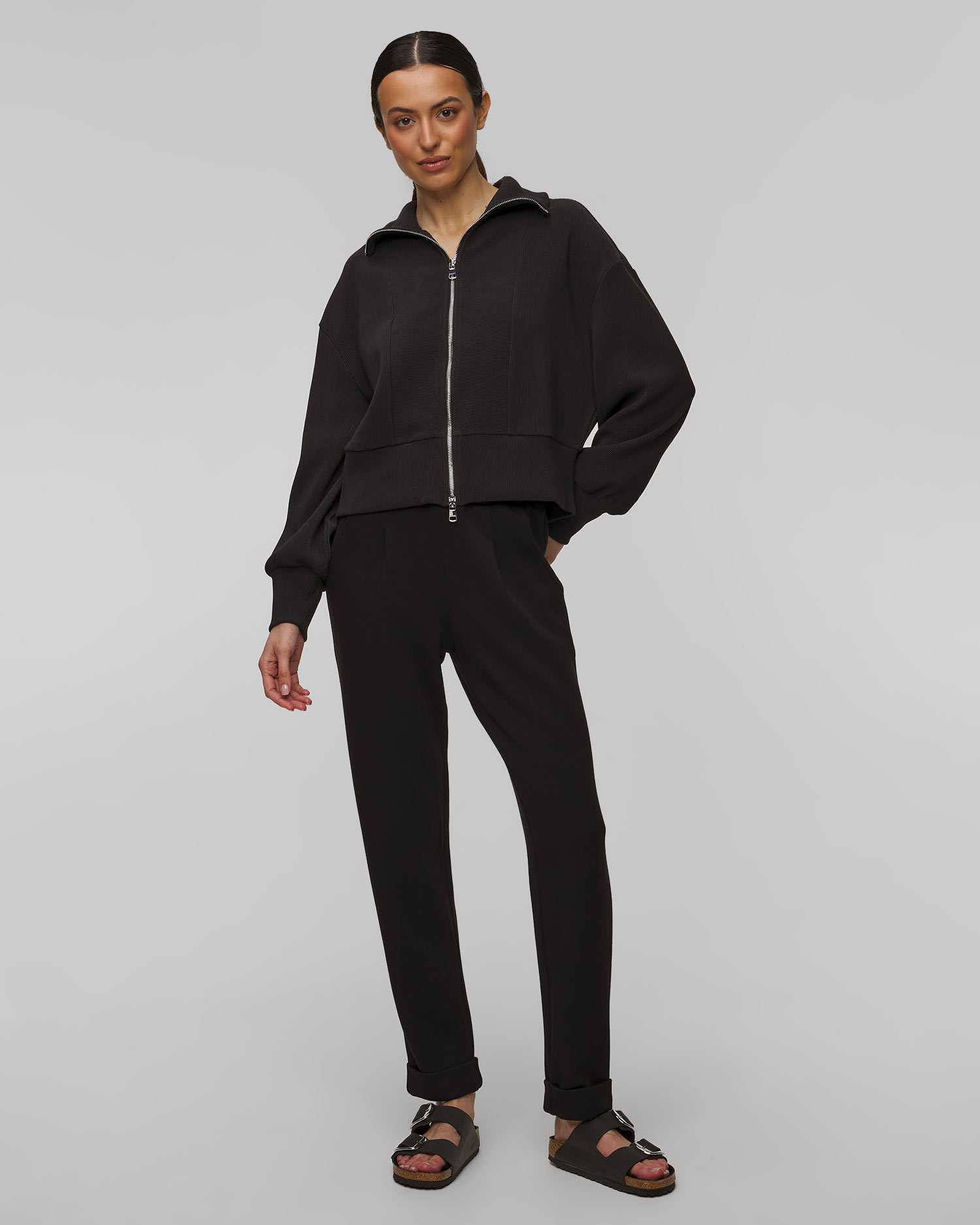 Women's black sweatshirt Varley Gibbs Zip Through Sweat