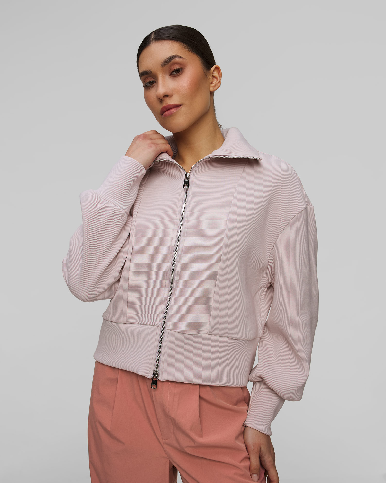 Różowa bluza damska Varley Gibbs Zip Through Sweat