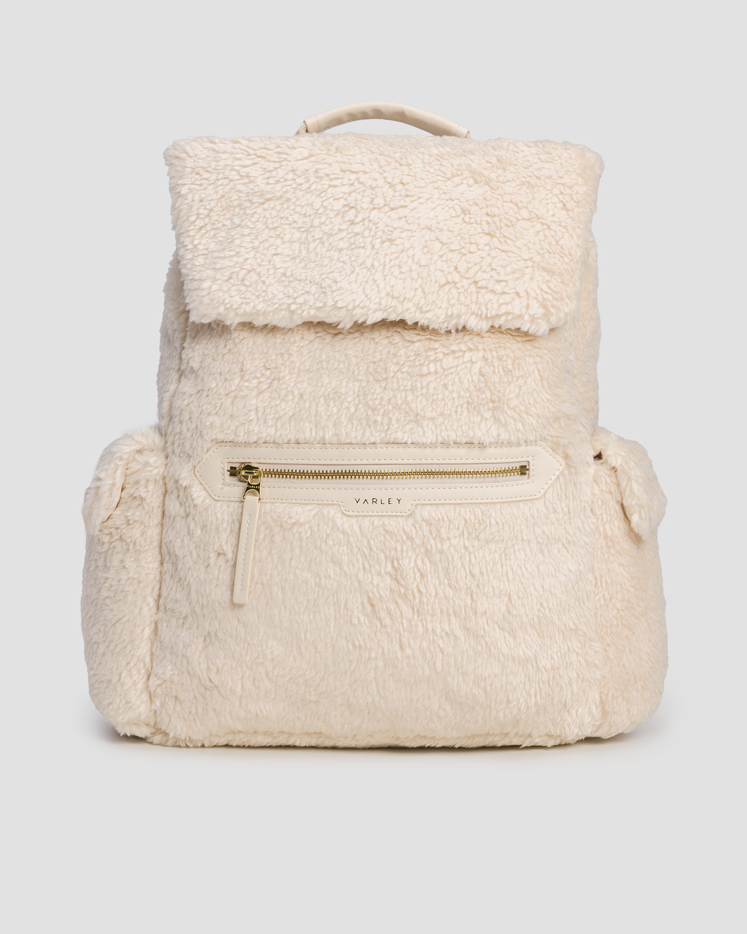 Women's beige fur Varley Bala Sherpa Backpack 