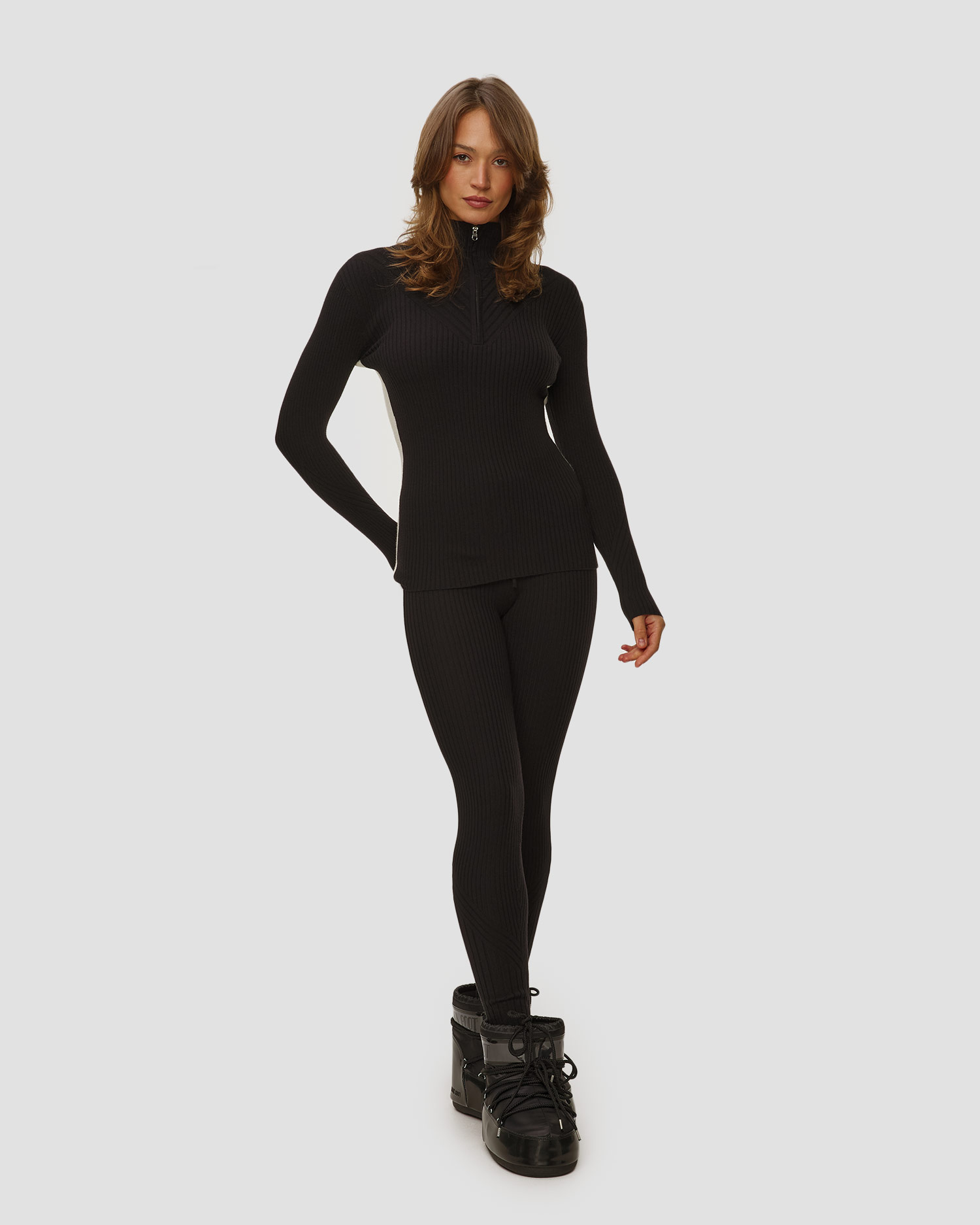 Colanți negri pentru femei Varley Aiden Knit Legging