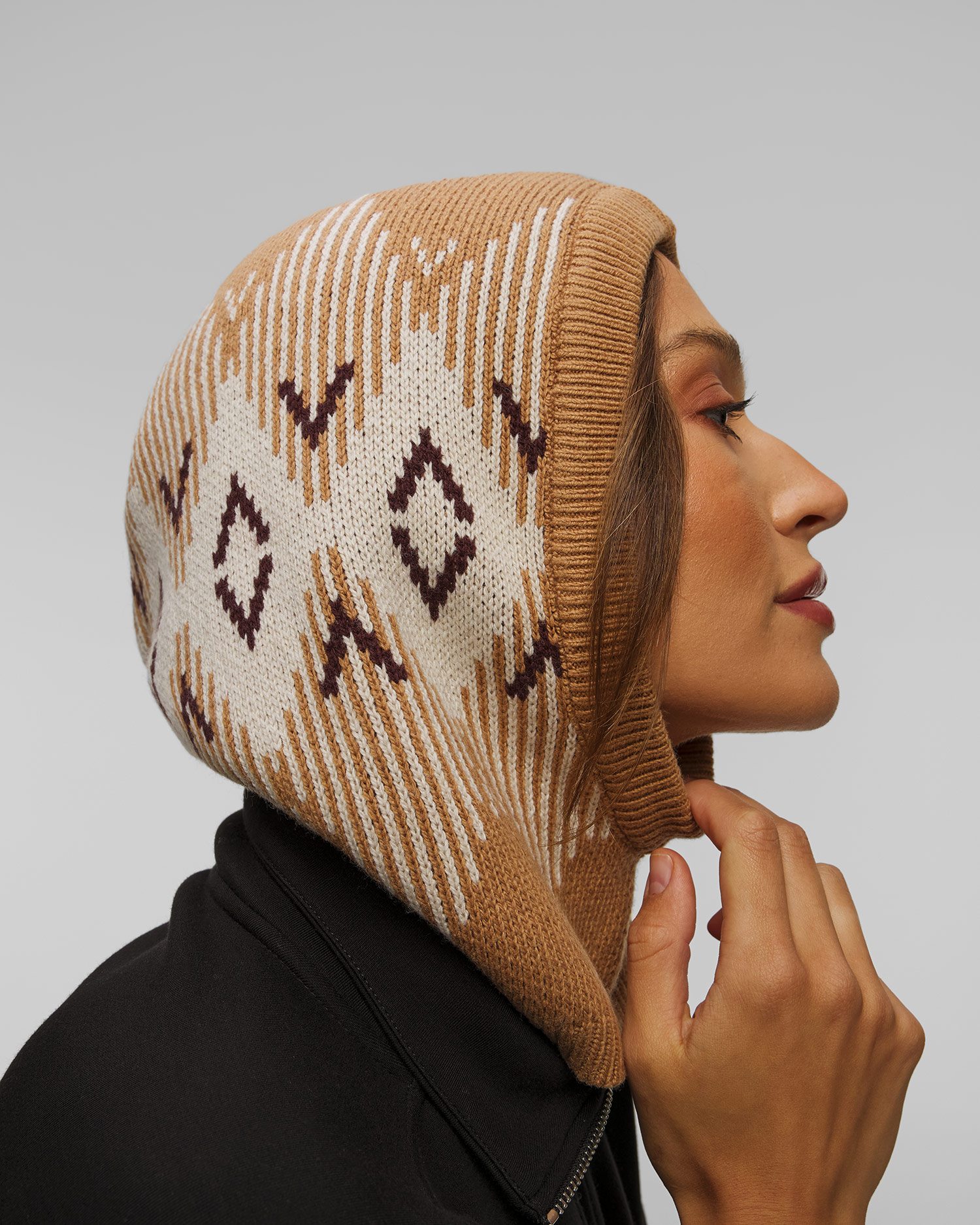 Varley Hilary Jacquard Knit Hood Kapuzenmütze aus Wolle für Damen