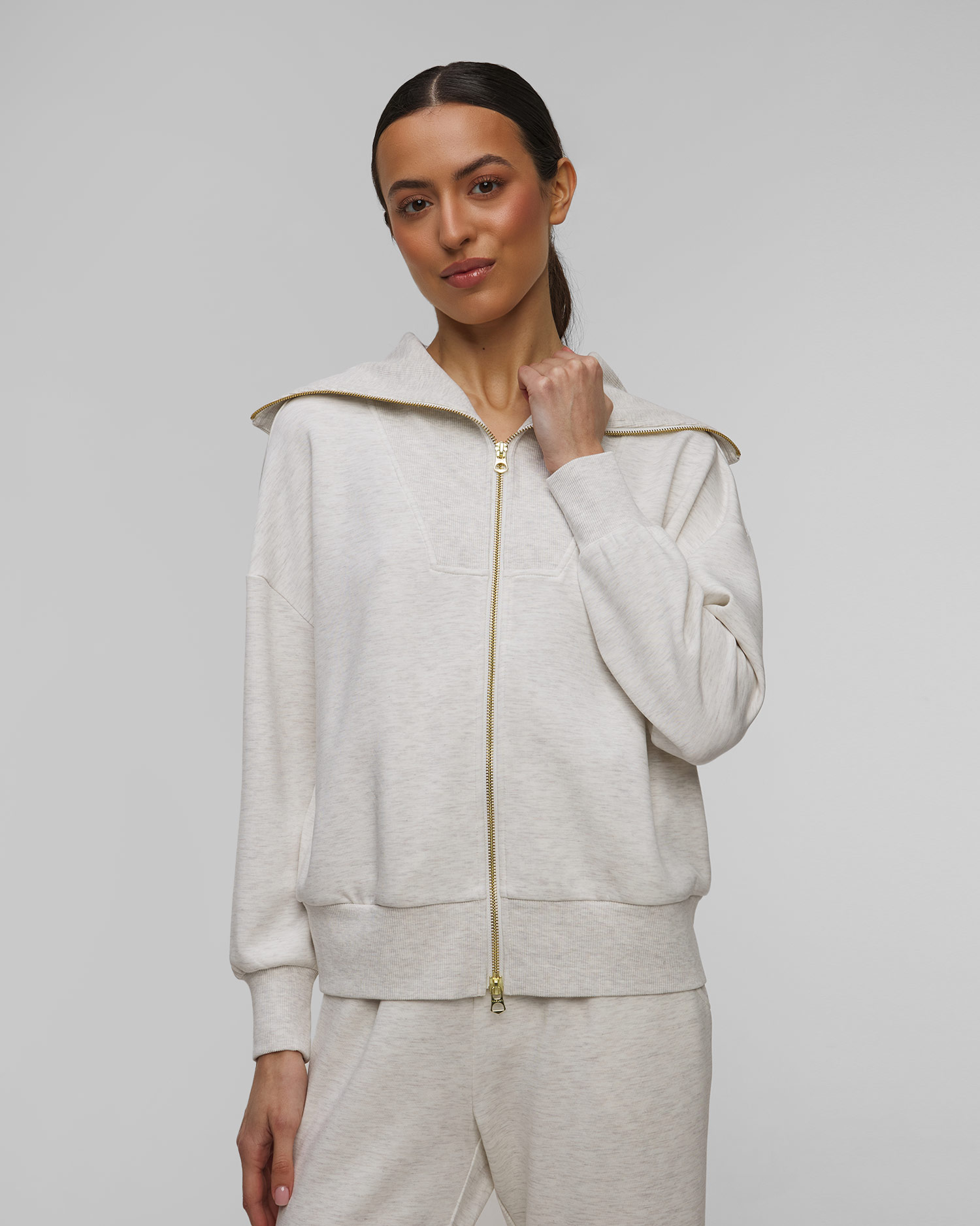 Women's grey sweatshirt Varley Halley Zip Through Sweat