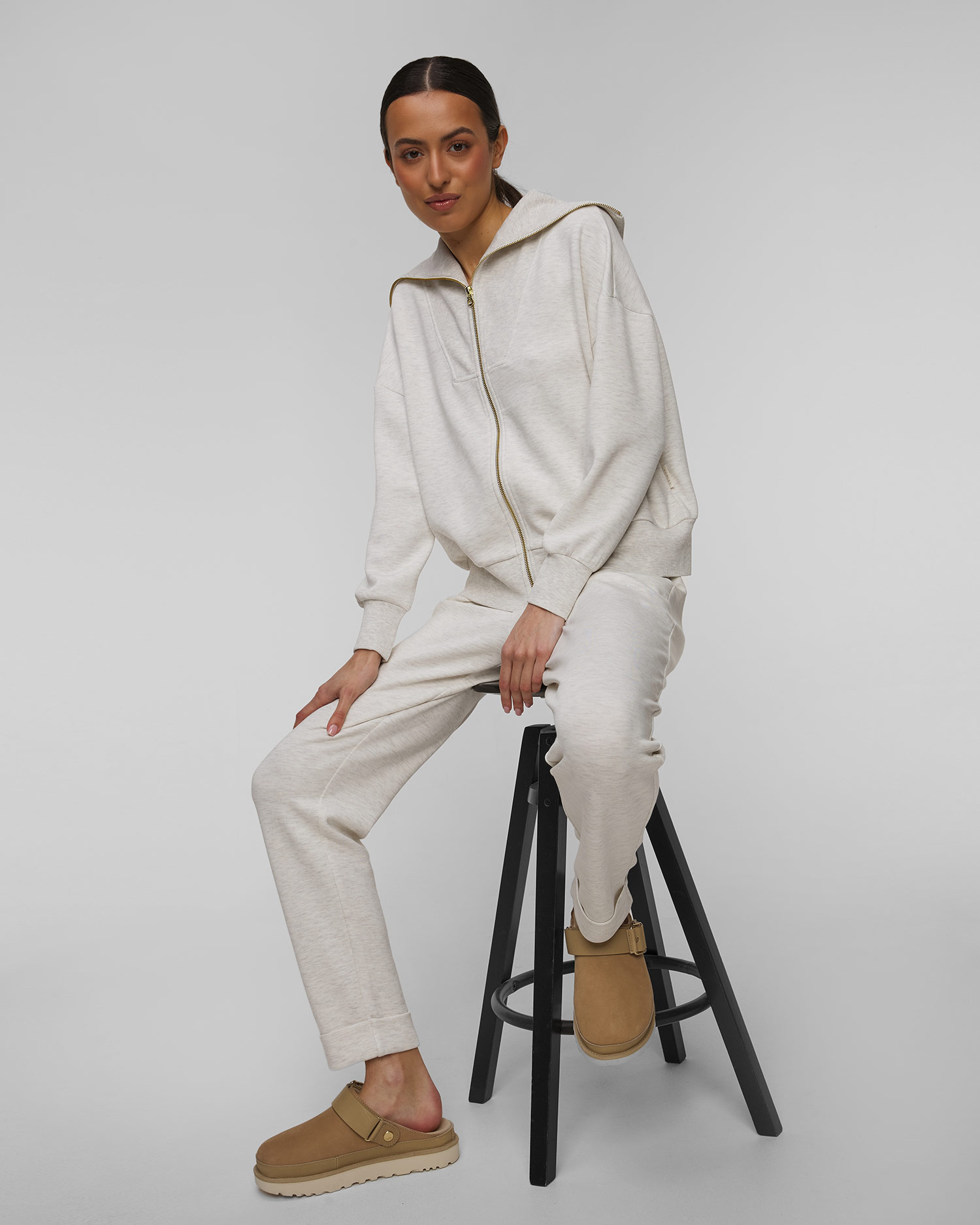 Women's grey sweatshirt Varley Halley Zip Through Sweat