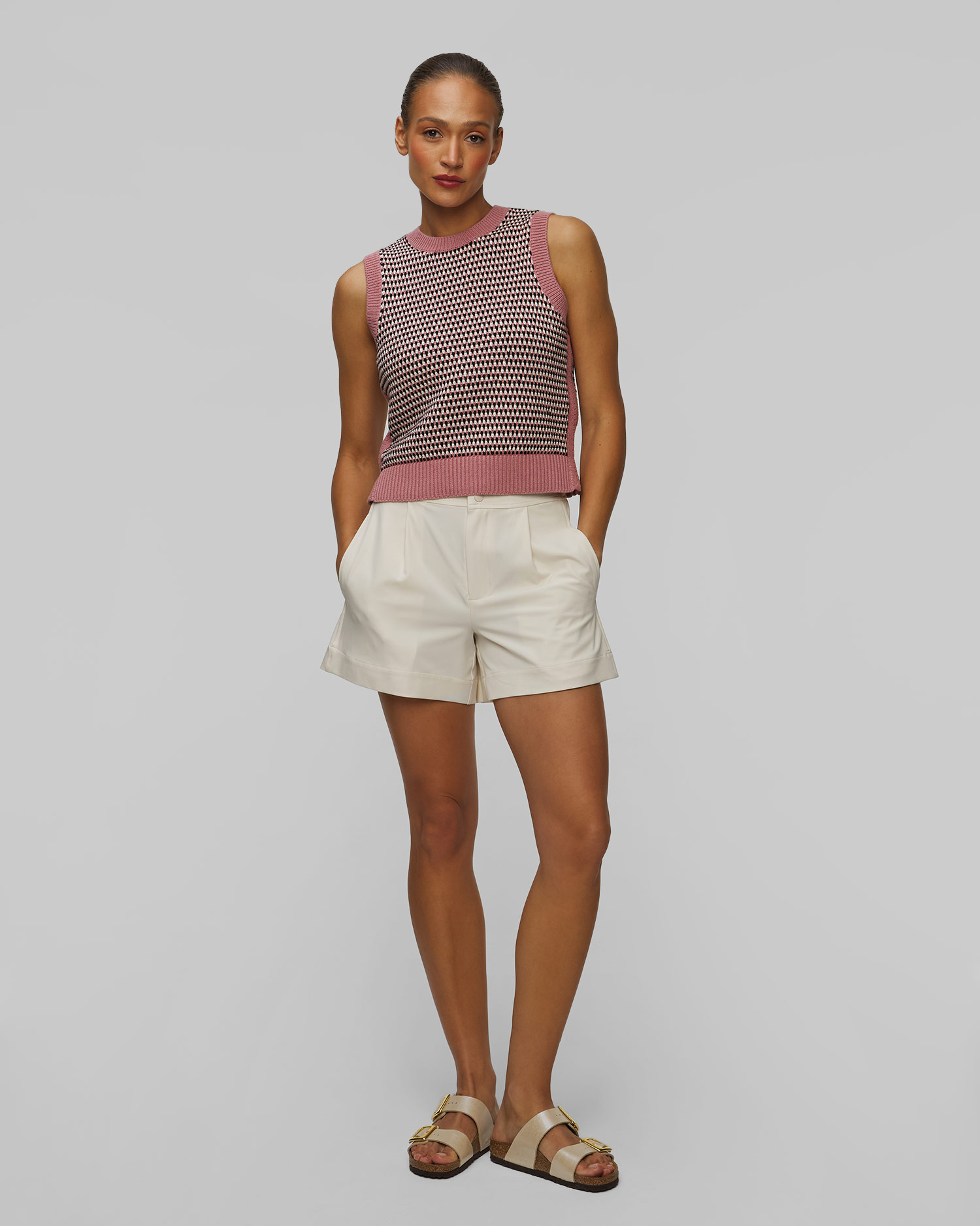 Gilet in maglia da donna Varley Knowles Textured Knit Vest, Colore/Disegno: Print,Różowy