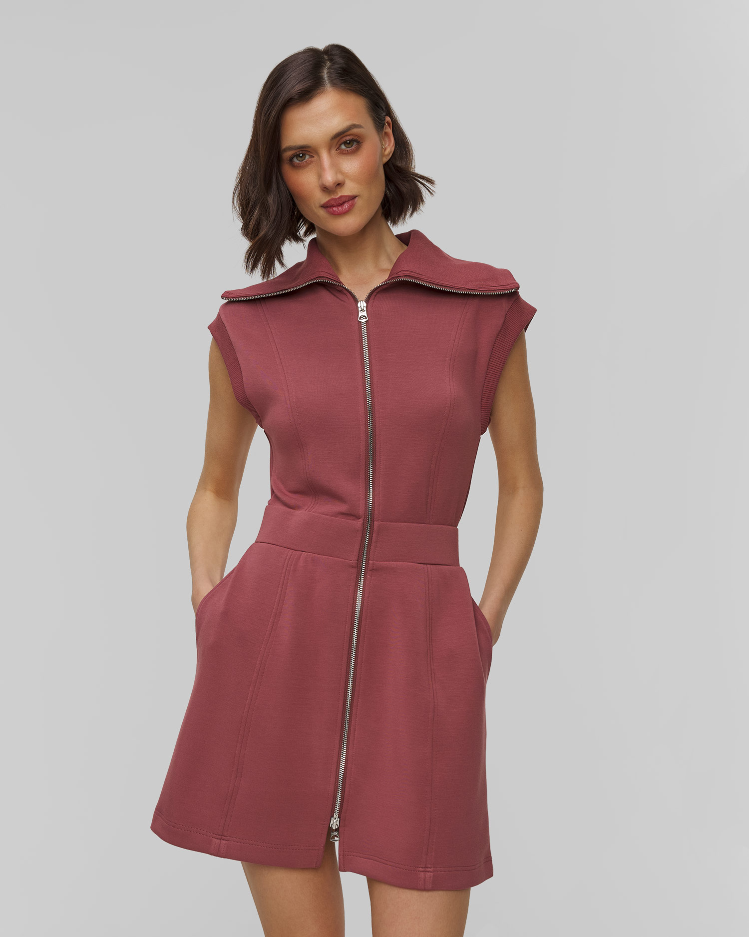 Růžové šaty z viskózy Varley Rebecca Zip Through Dress