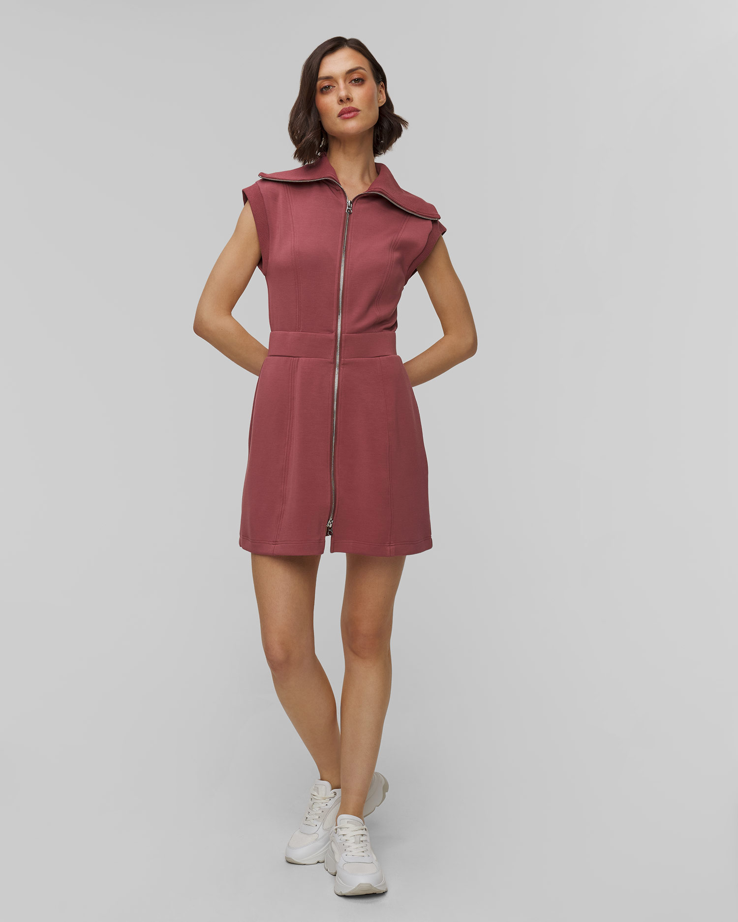 Růžové šaty z viskózy Varley Rebecca Zip Through Dress