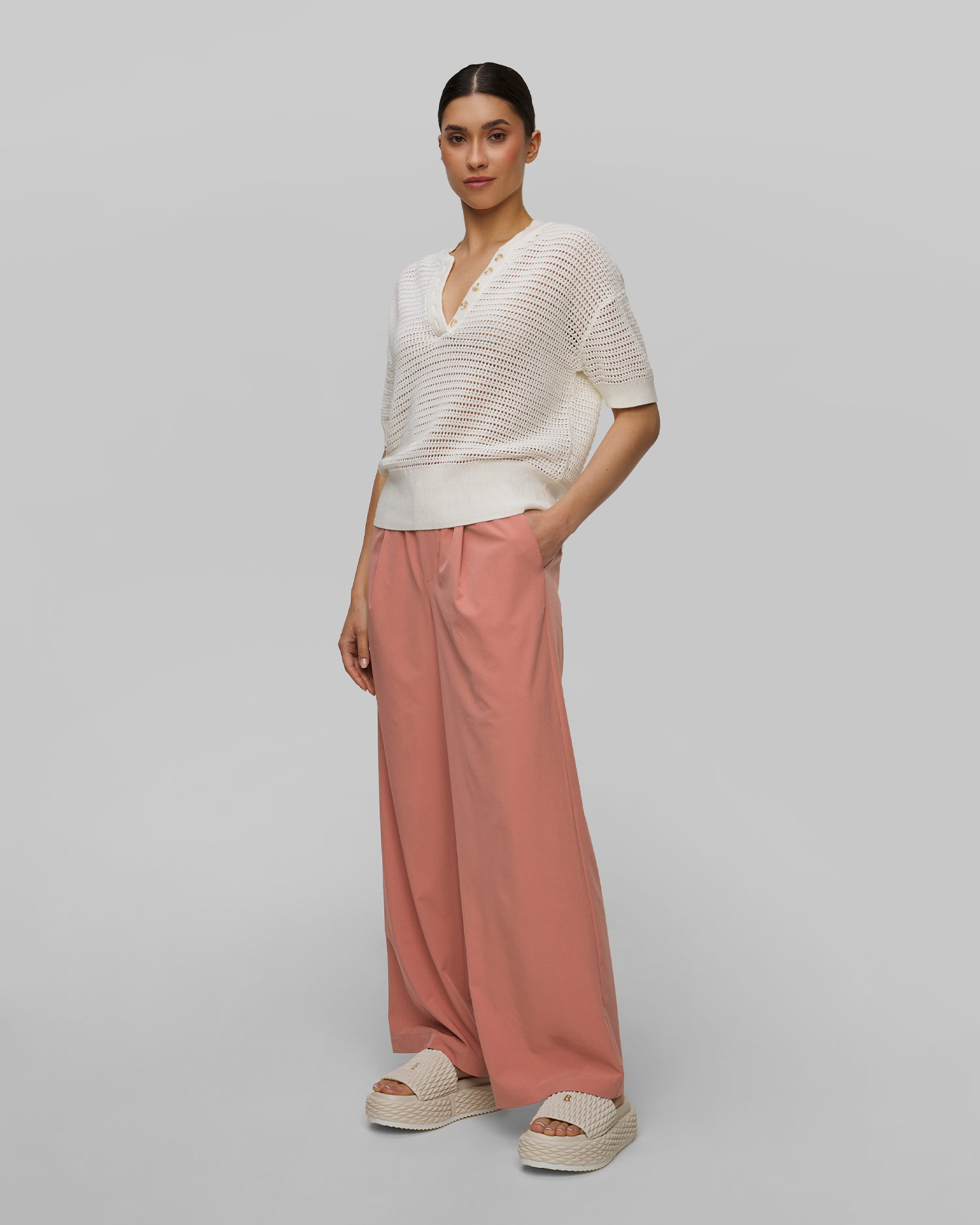 Women's pink trousers Varley Kayson Wide Leg 29.5
