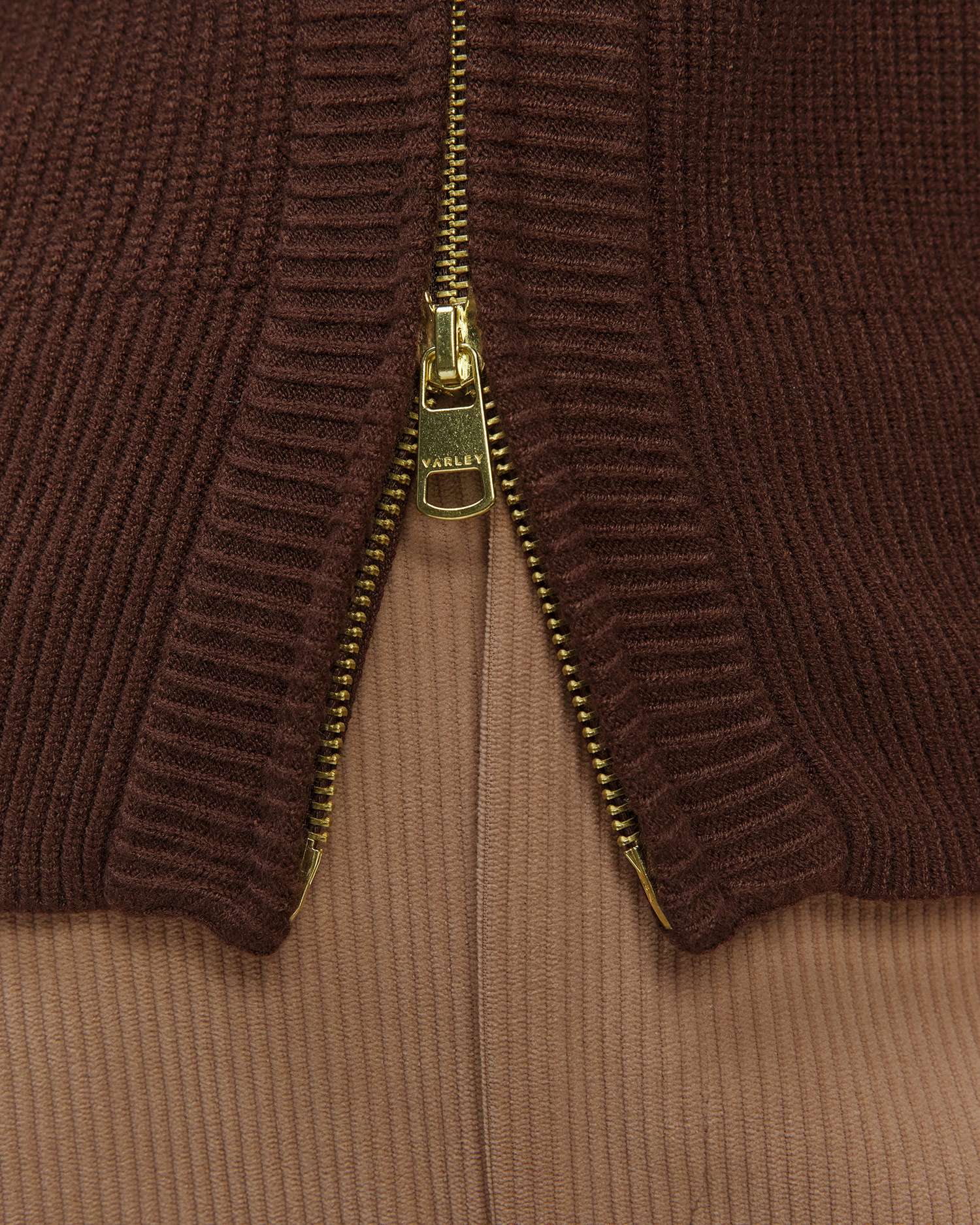 Brązowa kurtka dzianinowa damska Varley Enrico Knit Jacket