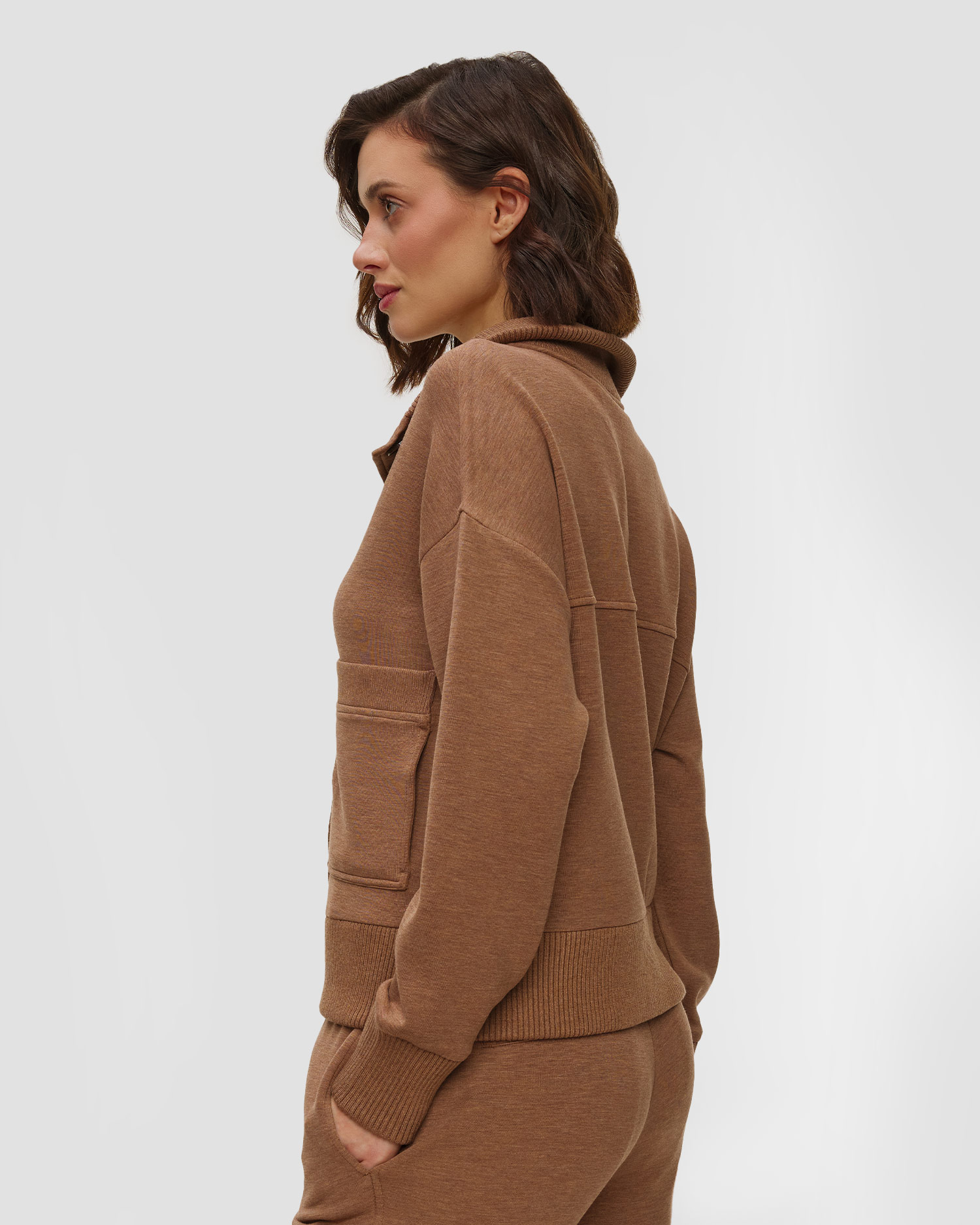 Brązowa bluza damska Varley Sabrina Button Through Sweat