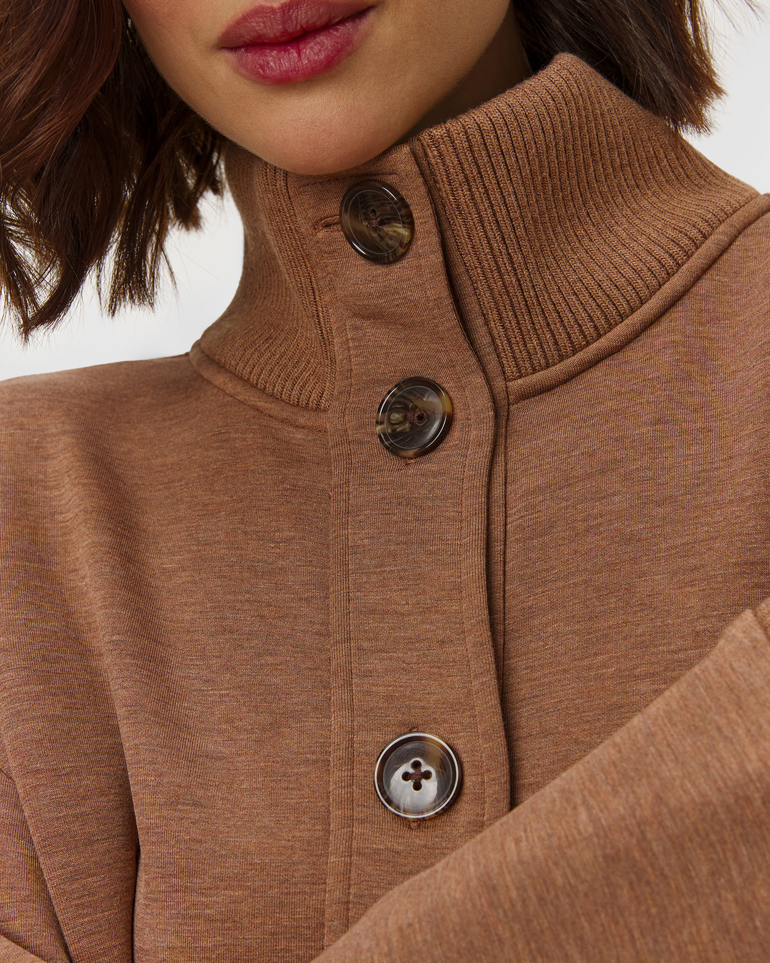 Brązowa bluza damska Varley Sabrina Button Through Sweat