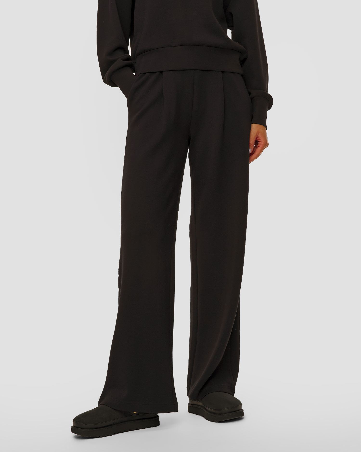 Černé dámské kalhoty z viskózy Varley The Extra Wide Leg Pant 32