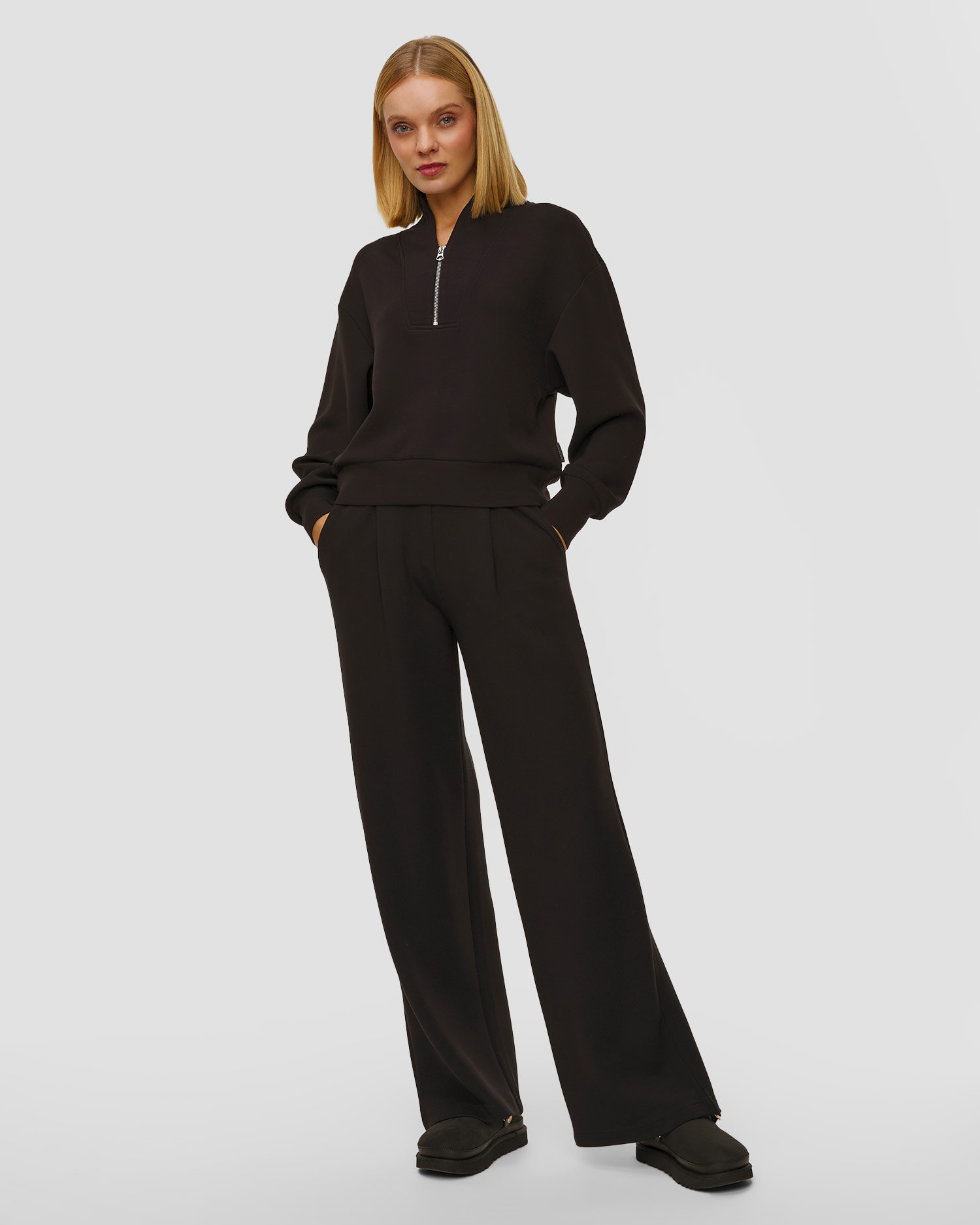 Černé dámské kalhoty z viskózy Varley The Extra Wide Leg Pant 32