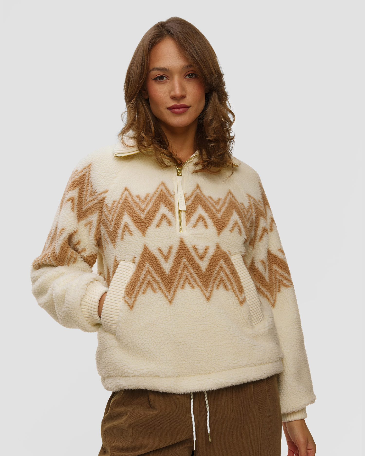 Bluza futerkowa damska Varley Hendrik Half Zip Sherpa