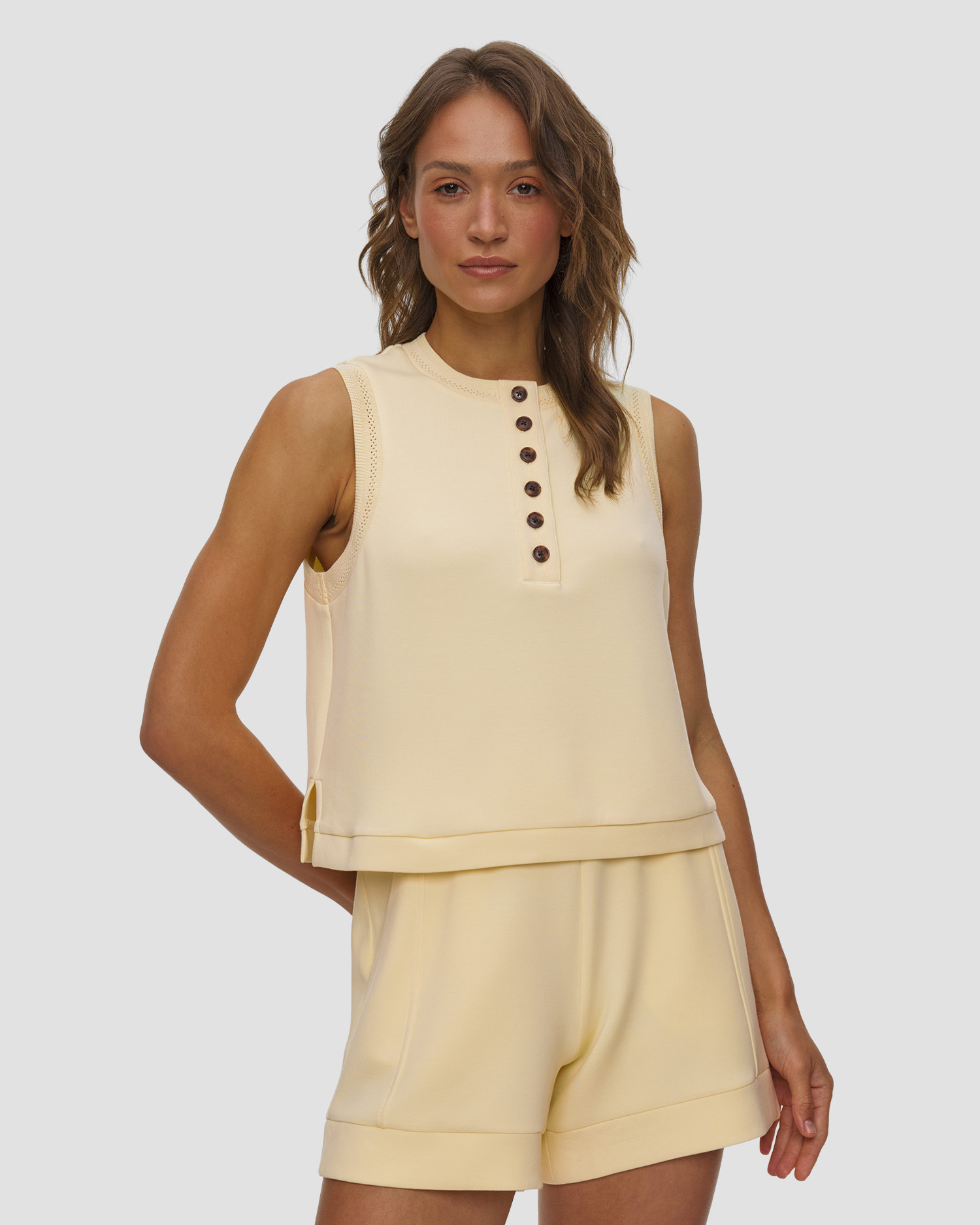 Top pentru femei Varley Marla Button Placket Tank, Culoare/Model: Żółty