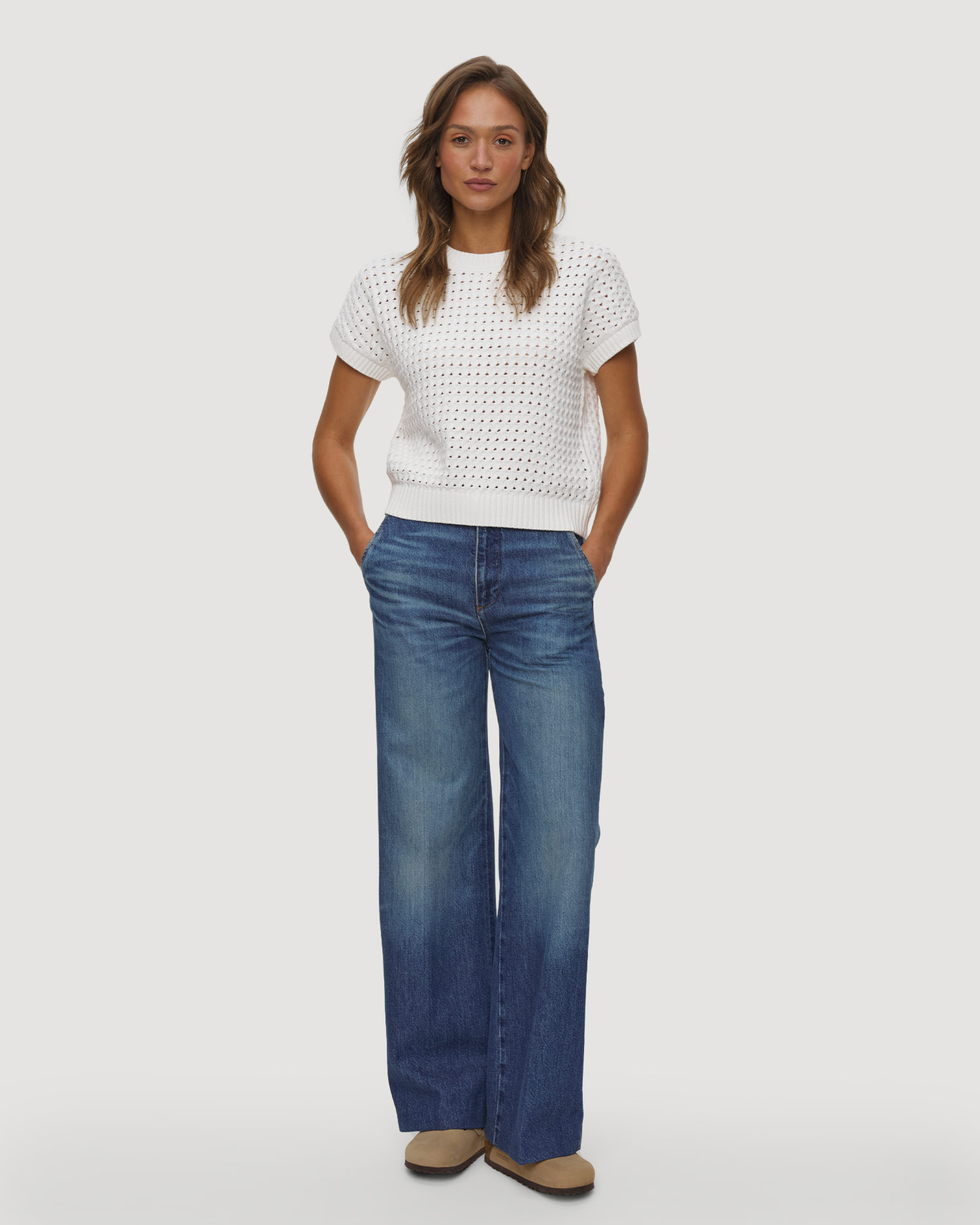 Dámsky sveter s krátkymi rukávmi Varley Denny Knit Top
