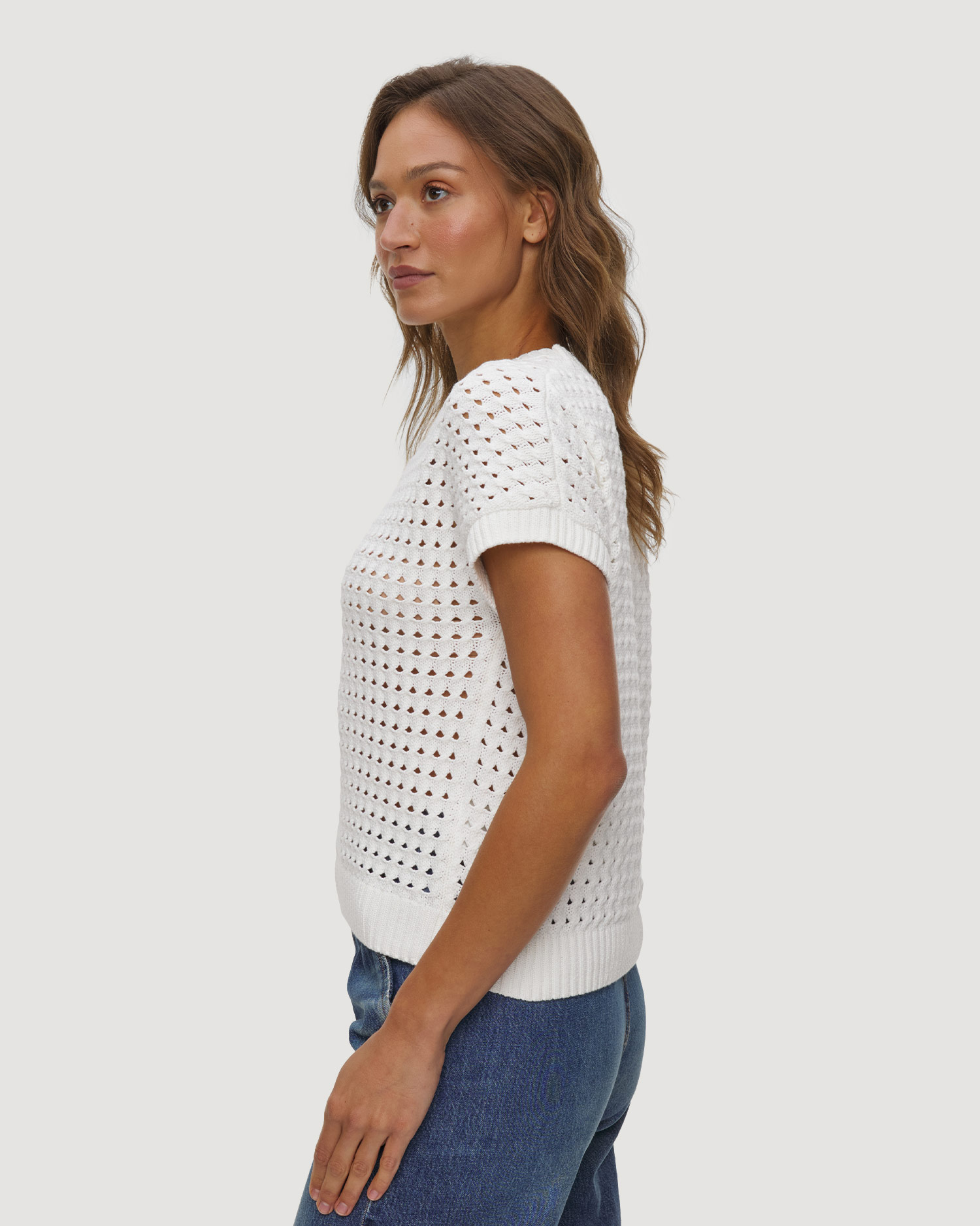 Dámsky sveter s krátkymi rukávmi Varley Denny Knit Top