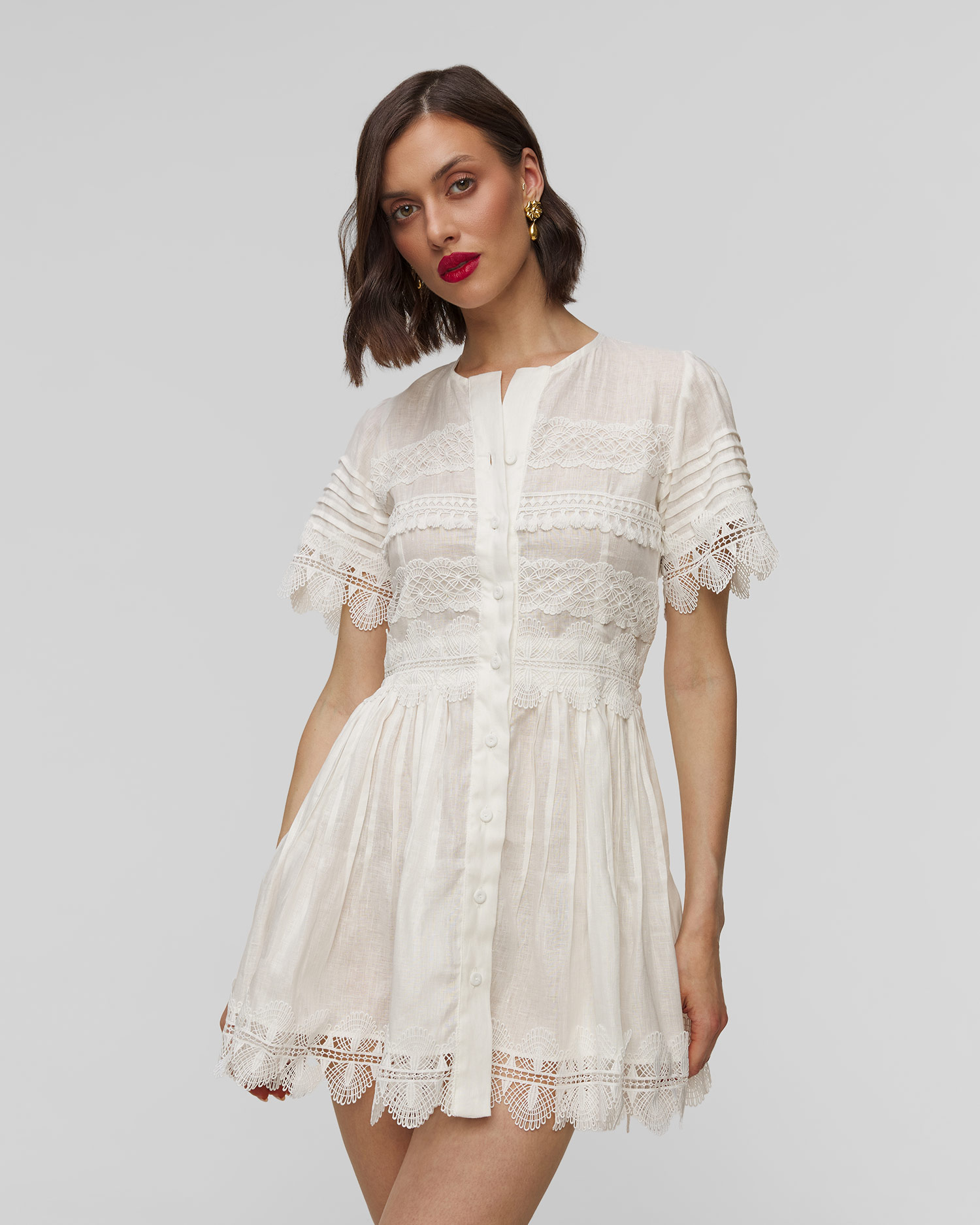 Biała sukienka lniana damska Waimari Violetta