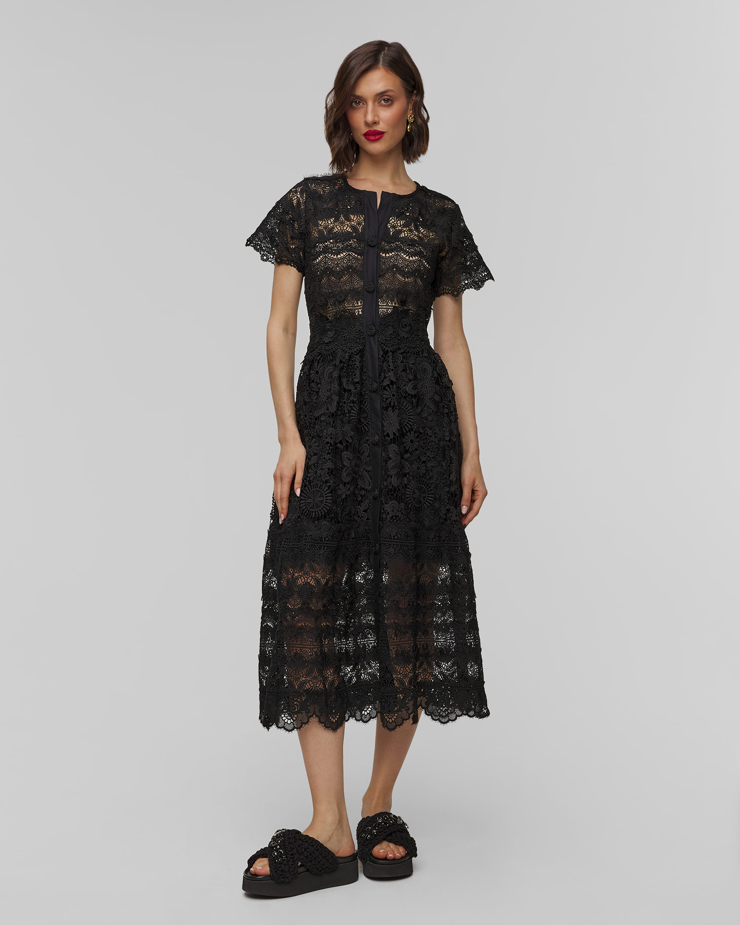 Czarna sukienka damska Waimari Hibiscus Midi