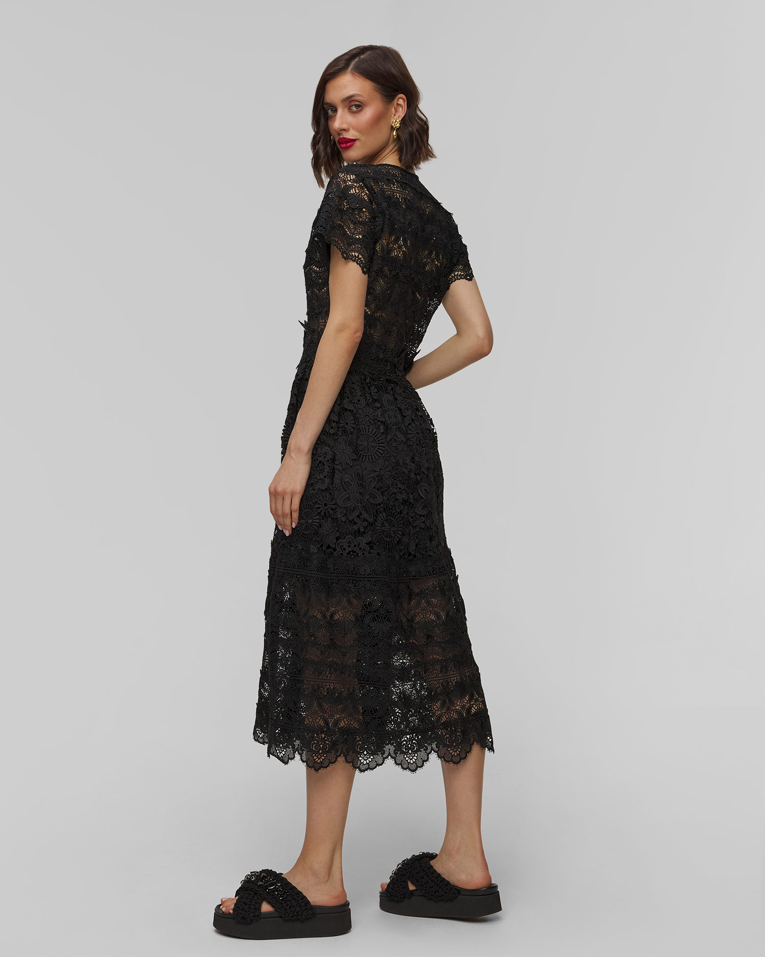 Czarna sukienka damska Waimari Hibiscus Midi