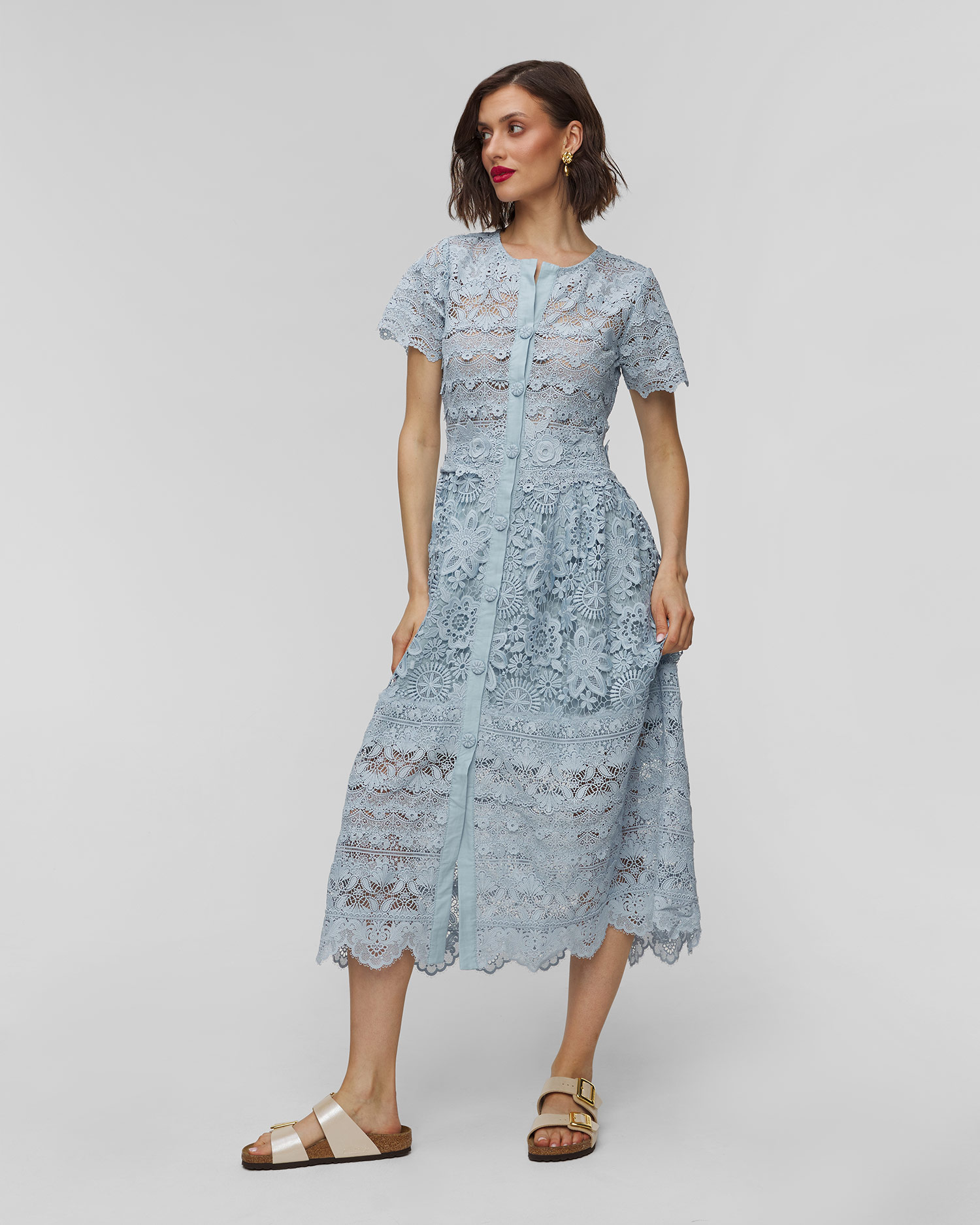 Robe bleue pour femmes Waimari Hibiscus Midi