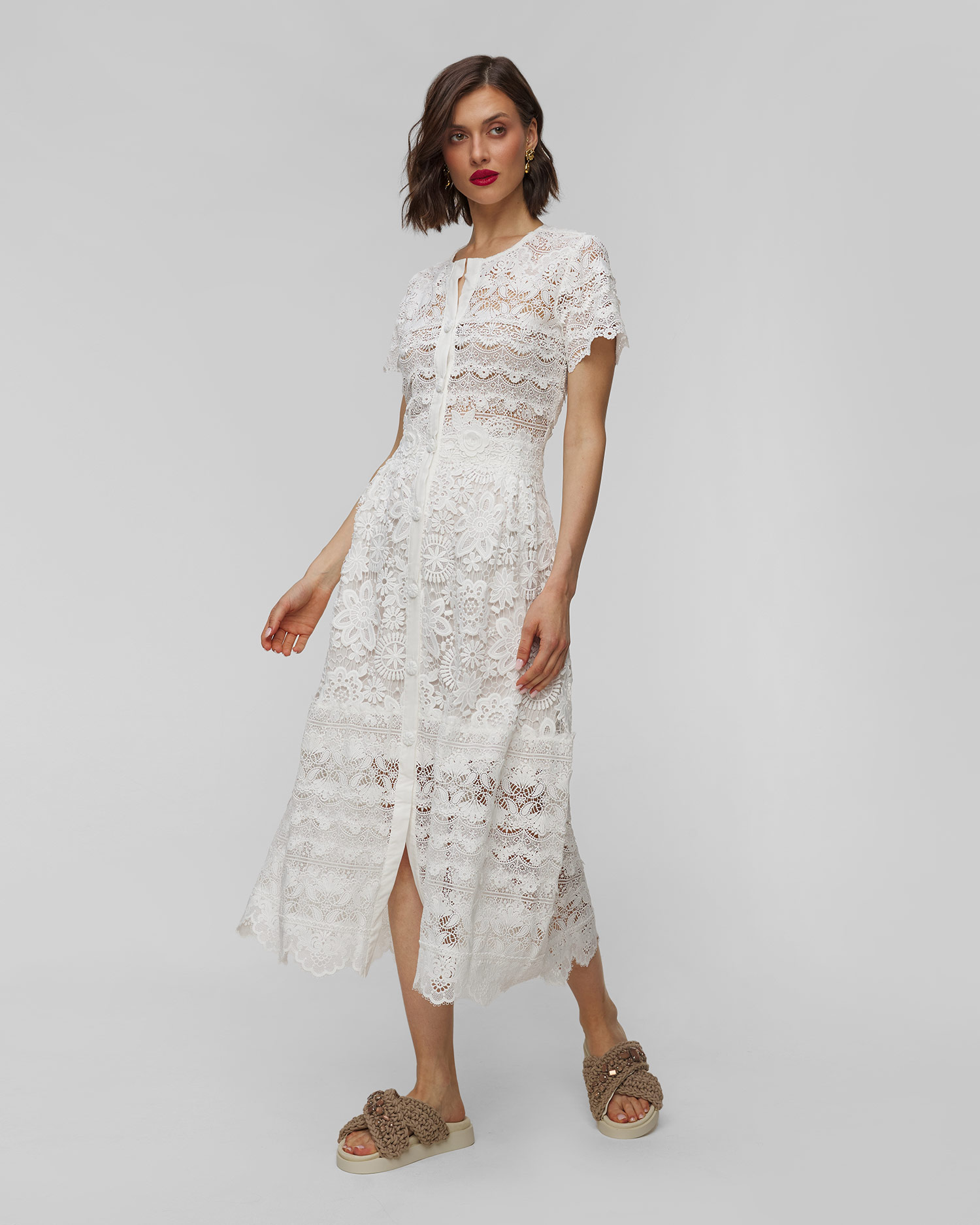 Robe blanche pour femmes Waimari Hibiscus Midi