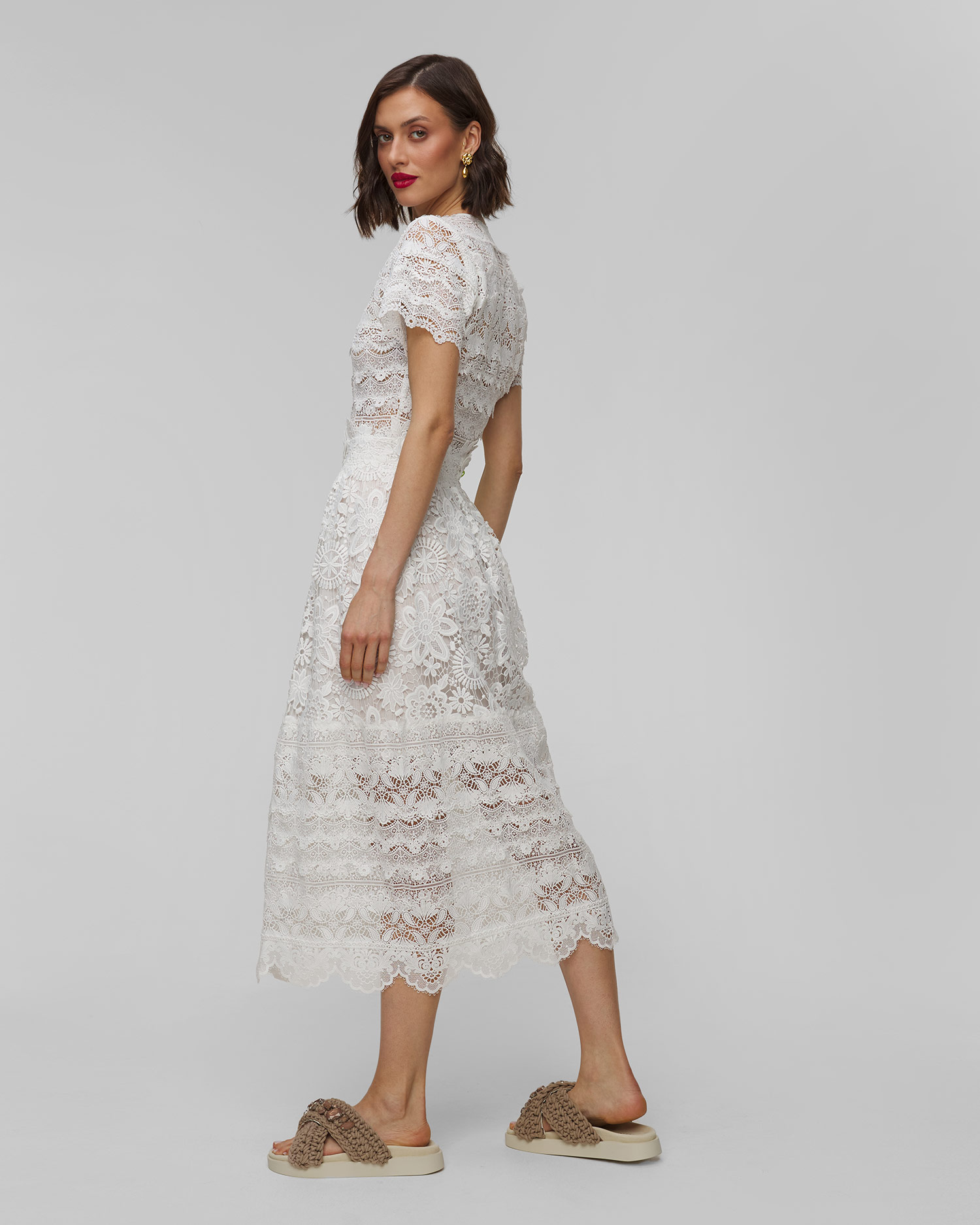 Robe blanche pour femmes Waimari Hibiscus Midi