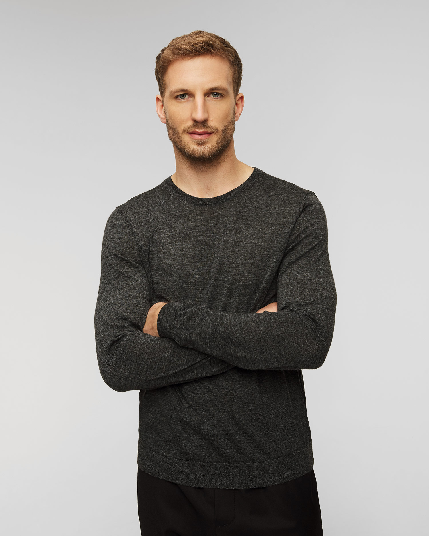 Pánsky šedý vlnený sveter Hugo Boss Leno-P