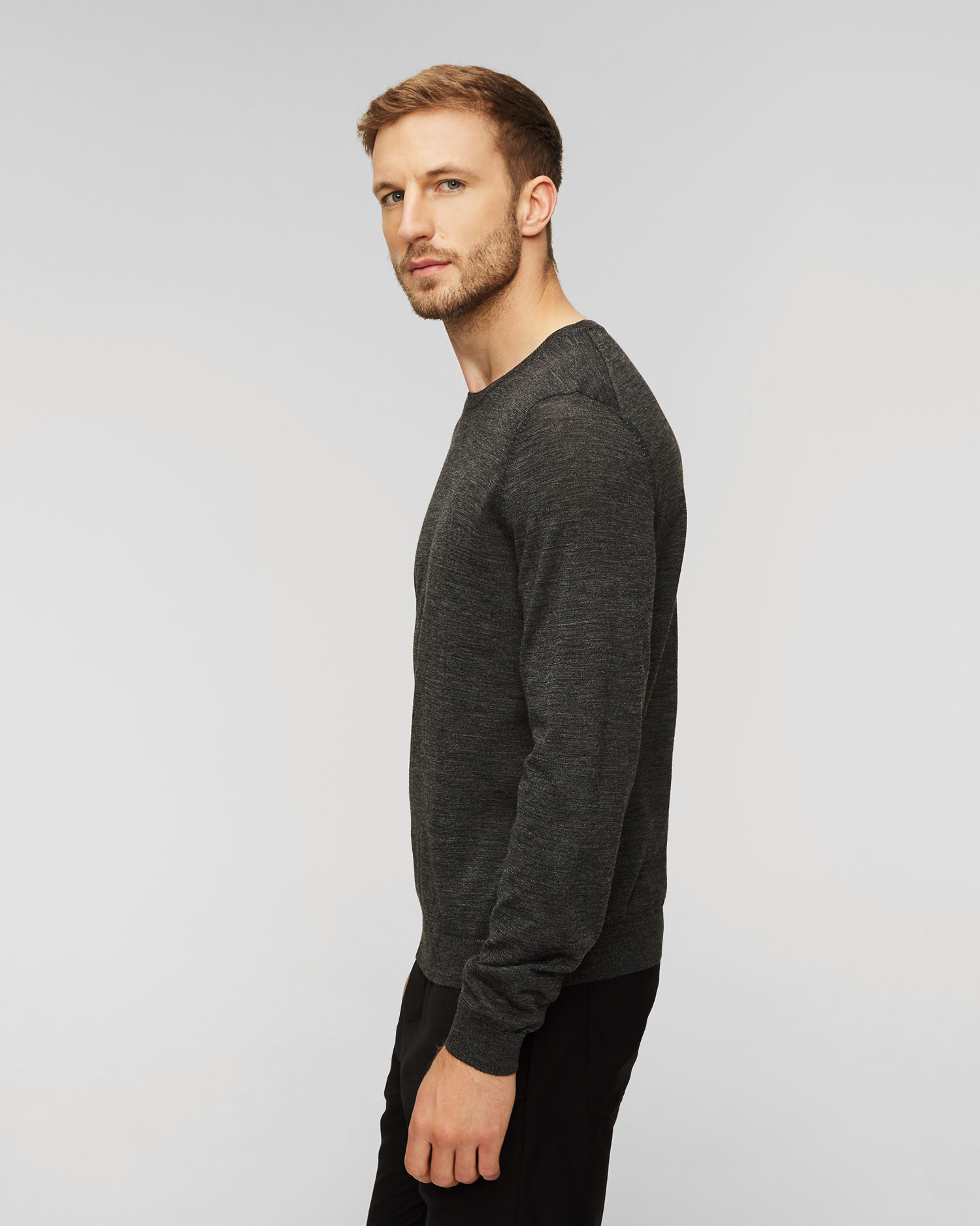 Pánsky šedý vlnený sveter Hugo Boss Leno-P