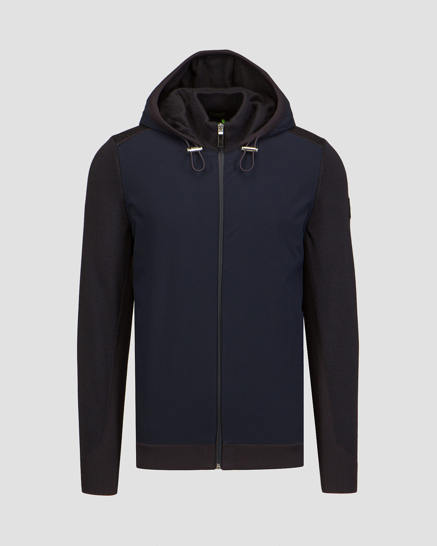 Hugo Boss Marseo Schwarze Marineblaue Herren-Hybridjacke mit Wolle