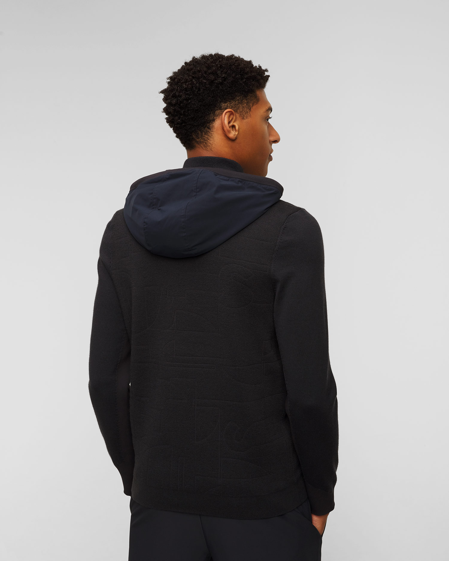 Pánska tmavomodrá hybridná bunda s vlnou Hugo Boss Marseo