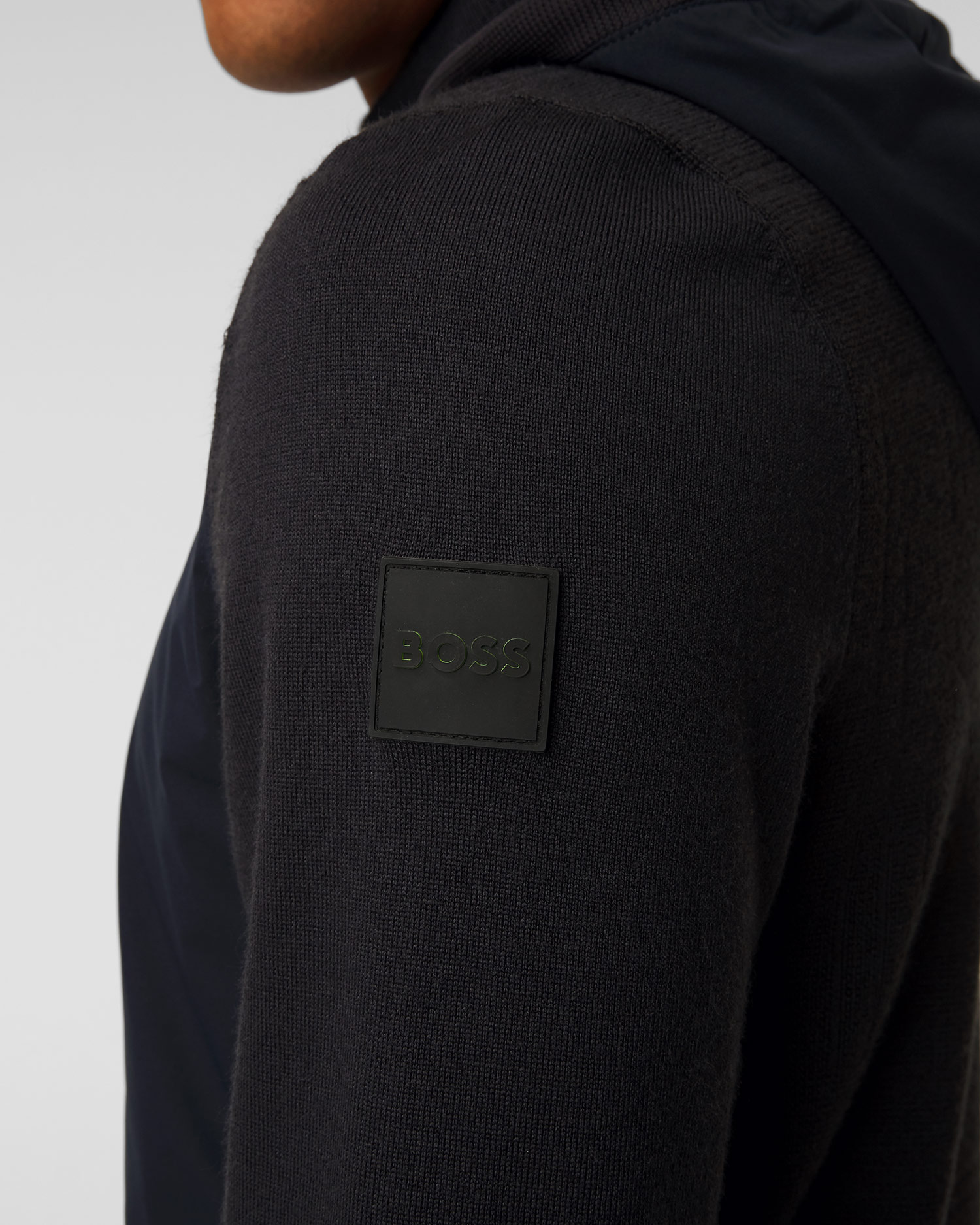 Giacca ibrida blu con lana da uomo Hugo Boss Marseo