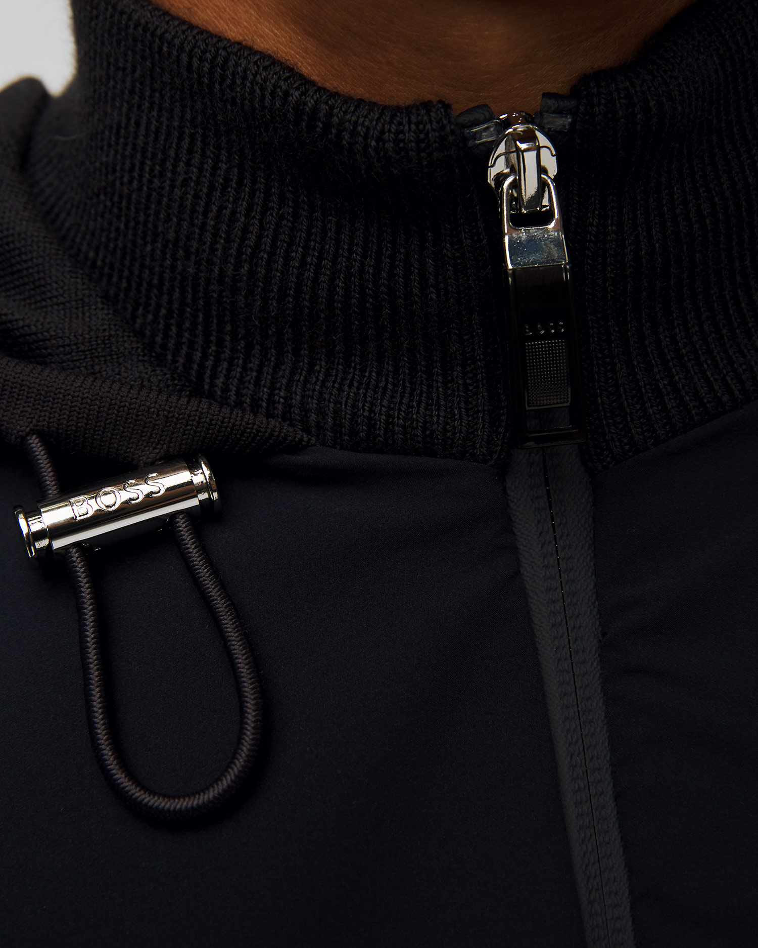 Pánska tmavomodrá hybridná bunda s vlnou Hugo Boss Marseo