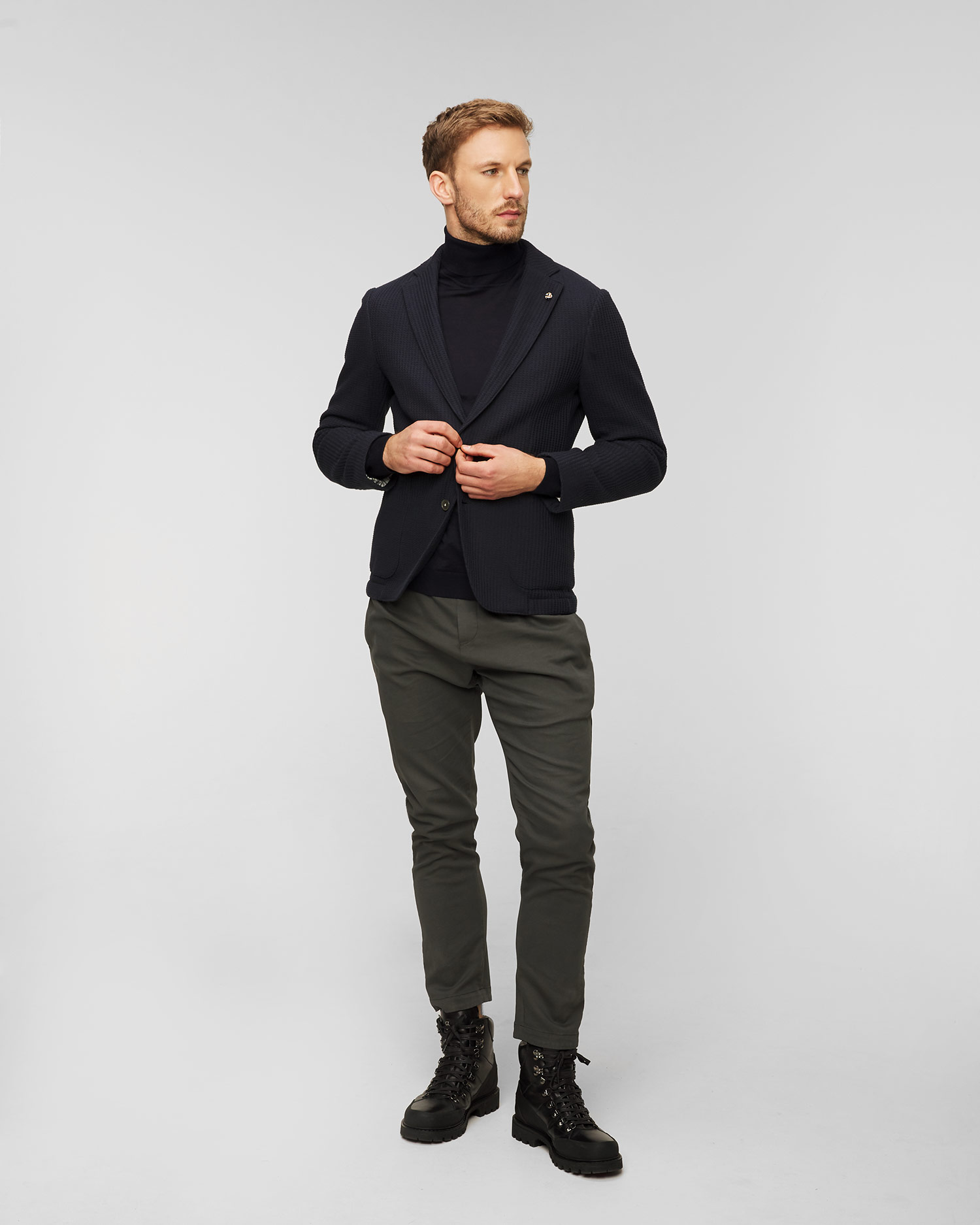 Pánske tmavomodré sako bunda Hugo Boss C-Hanry J-Knit