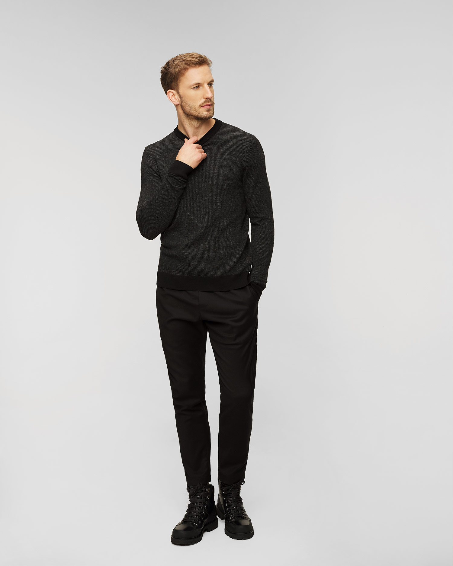 Pánsky vlnený sveter Hugo Boss Motivo